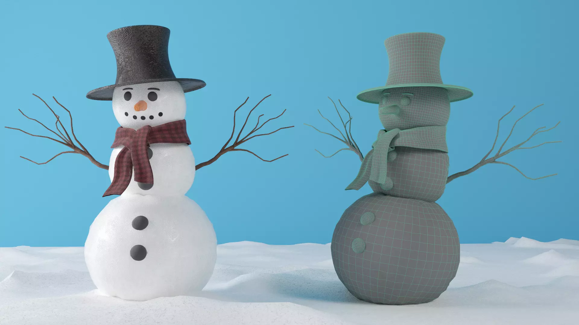 SNOWMAN christmas Low-poly 3D model_4