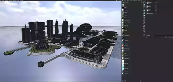 Oceanicity Futuristic Floating City 3D Model