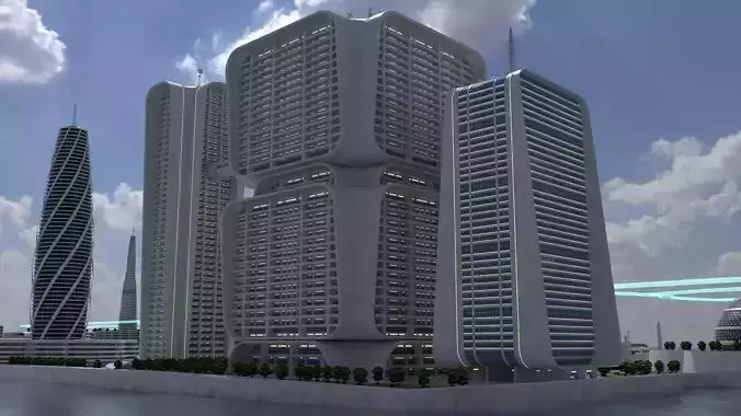 Oceanicity Futuristic Floating City 3D Model 3D model 4