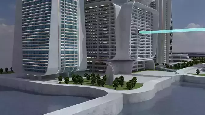 Oceanicity Futuristic Floating City 3D Model 3D model 3