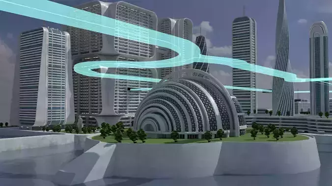 Oceanicity Futuristic Floating City 3D Model 3D model 2