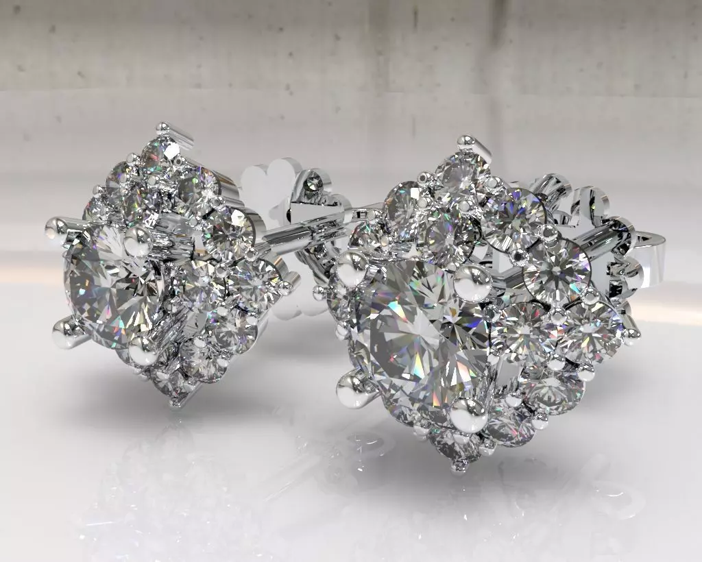 Timothes Diamond Earing 3D JewelryModel Printable 3D ER4 3D print model