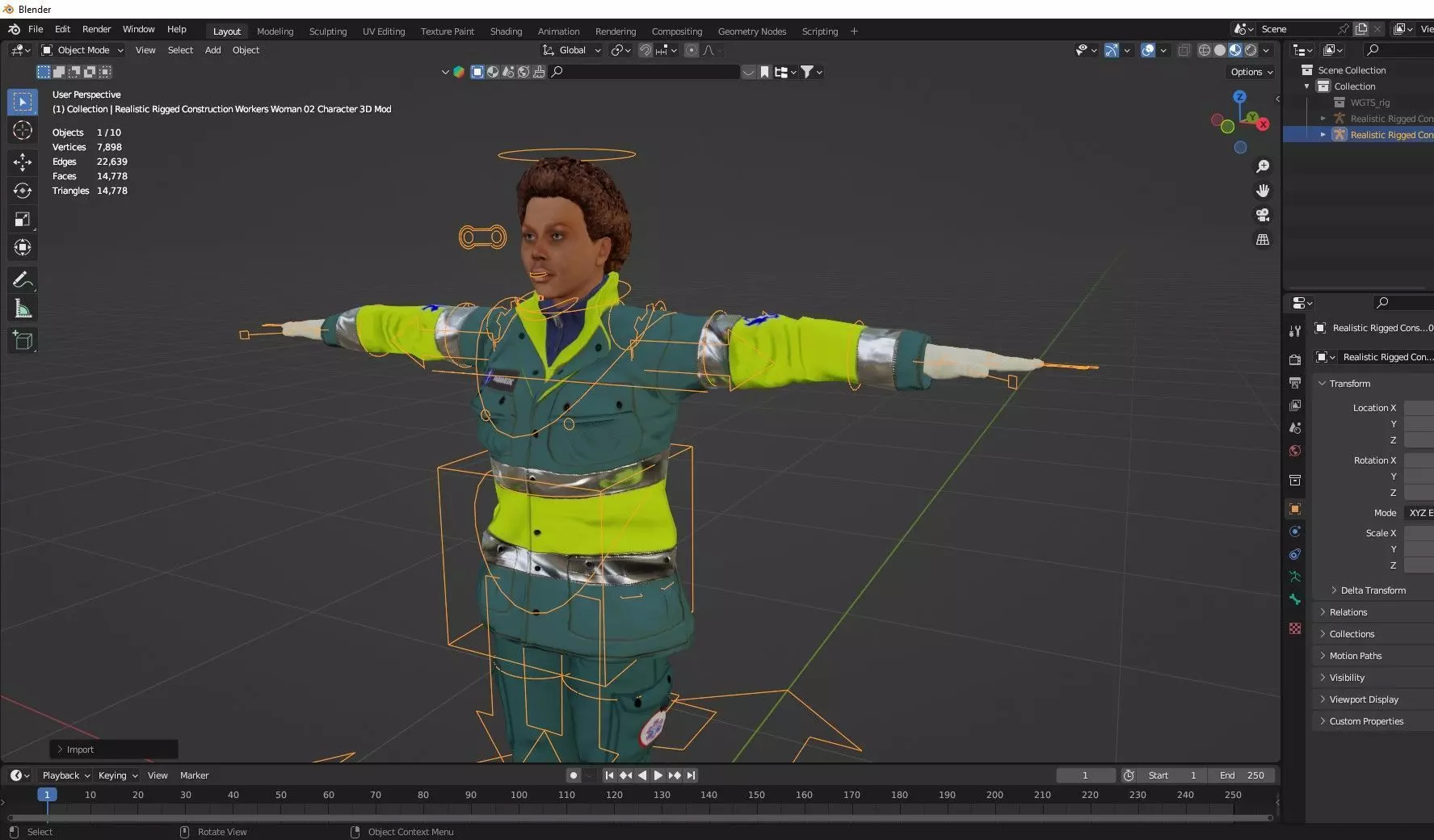 Realistic Rigged Construction Workers Woman 02 Character Low-poly 3D model_8