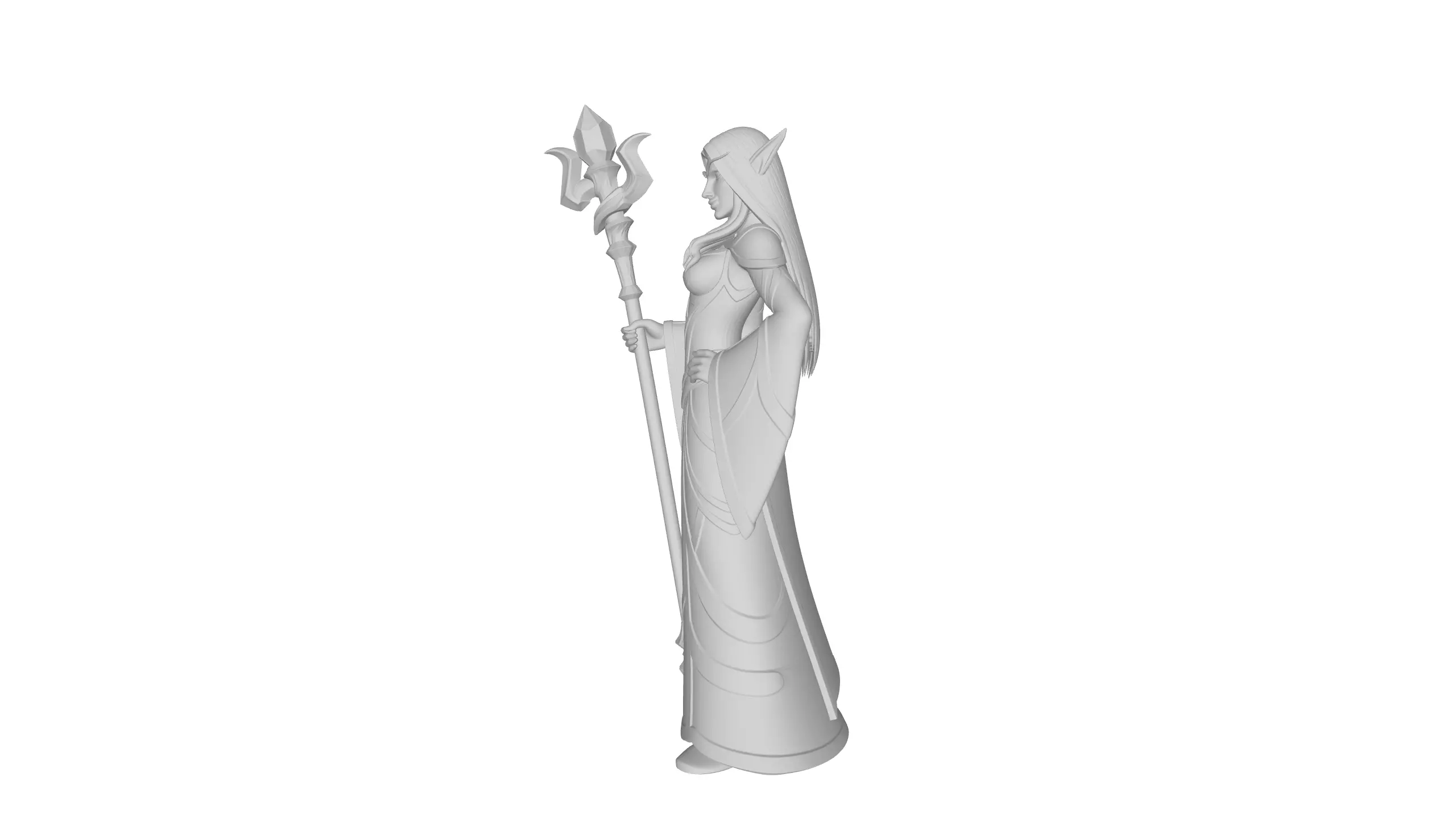 Female Mage Elf 3D model_2