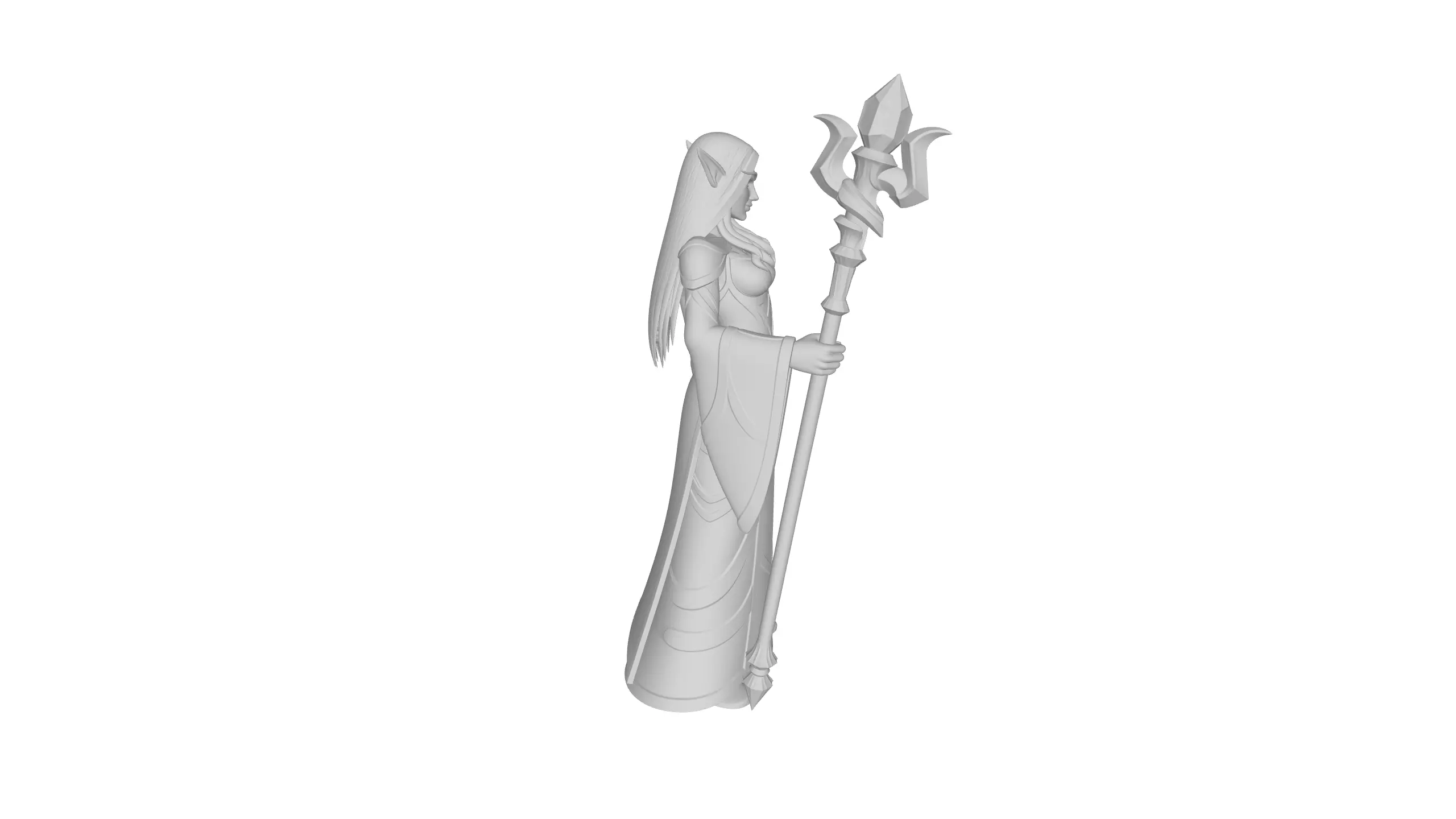 Female Mage Elf 3D model_4