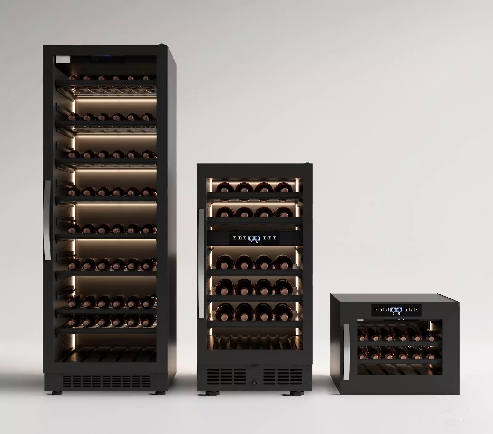 Modern Wine Cooler Collection with LED Lighting 3D model