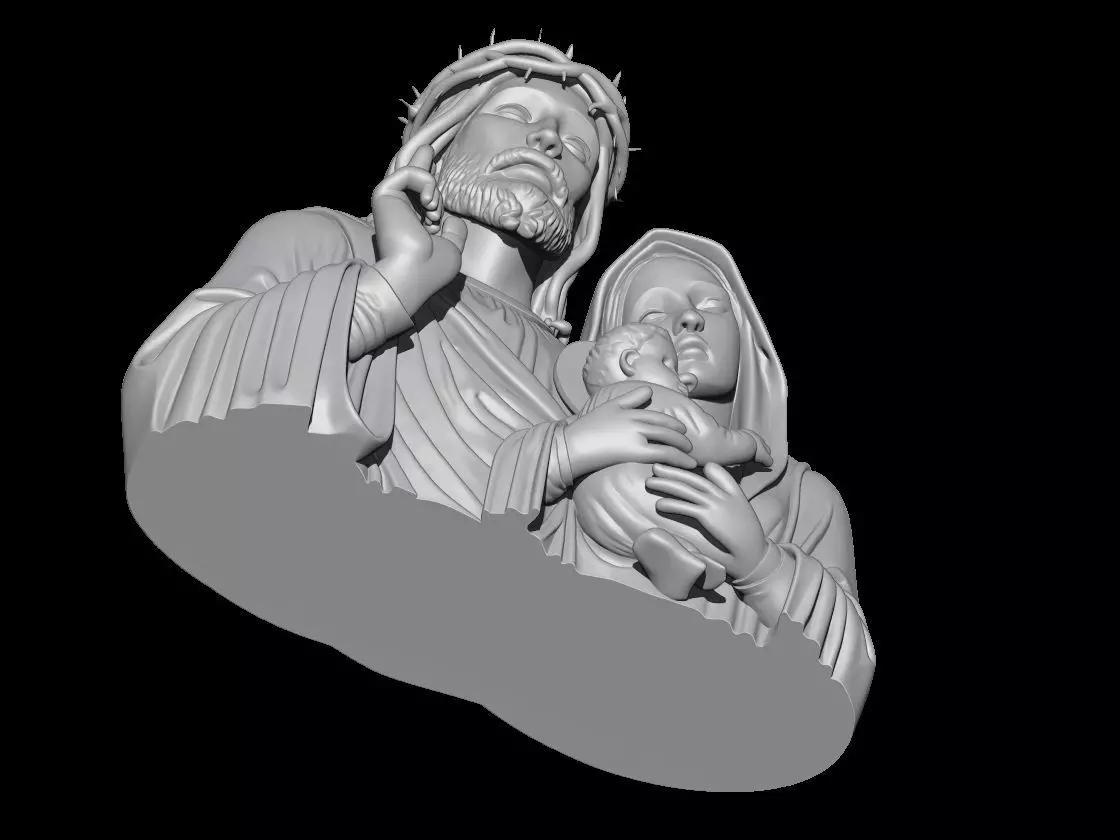 Holy Family Sculpture Jesus Mary Joseph 3D print model_5