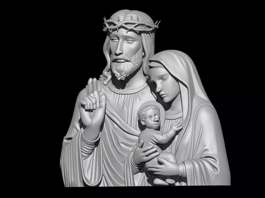 Holy Family Sculpture Jesus Mary Joseph 3D print model_1