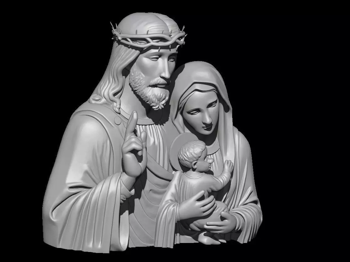 Holy Family Sculpture Jesus Mary Joseph 3D print model_4