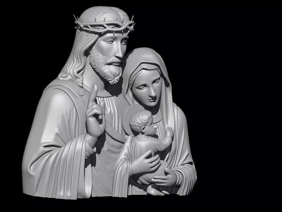 Holy Family Sculpture Jesus Mary Joseph 3D print model_2