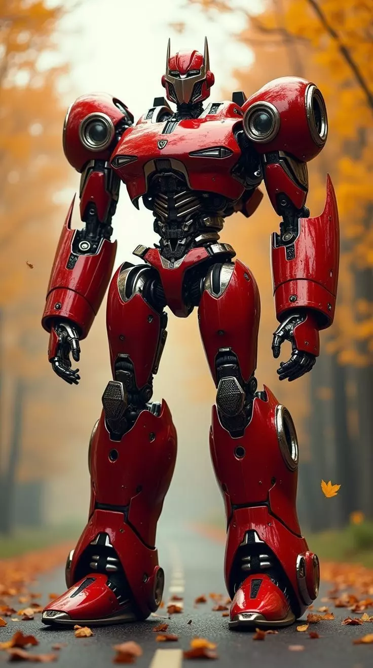 Red Mech Warrior LowPoly Realistic Transformer Robot Sci-Fi 3D Low-poly 3D model_0