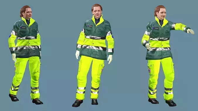 Realistic Rigged Construction Workers Woman 03 Character