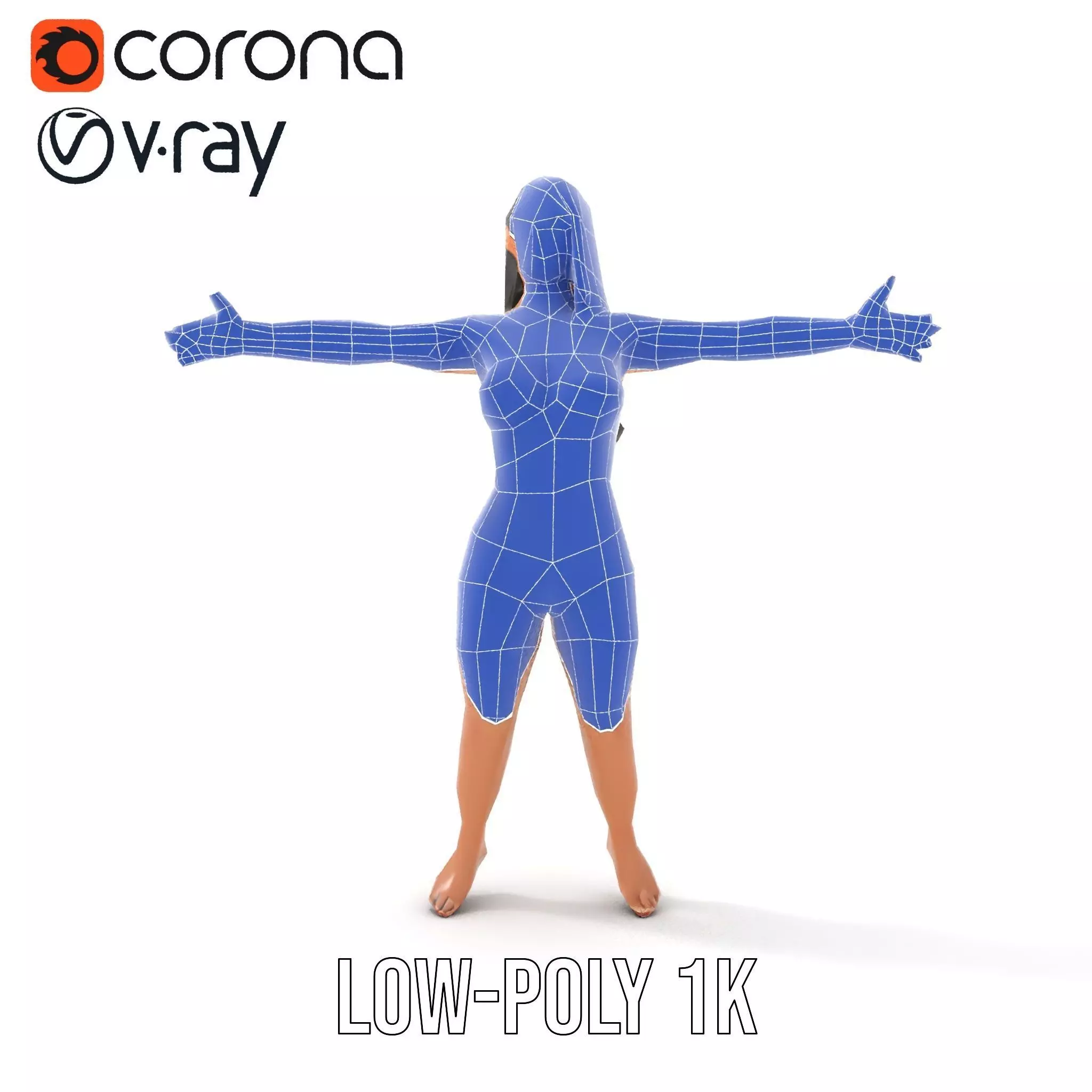 Dynamic Female Character model pack Low-poly 3D model_17