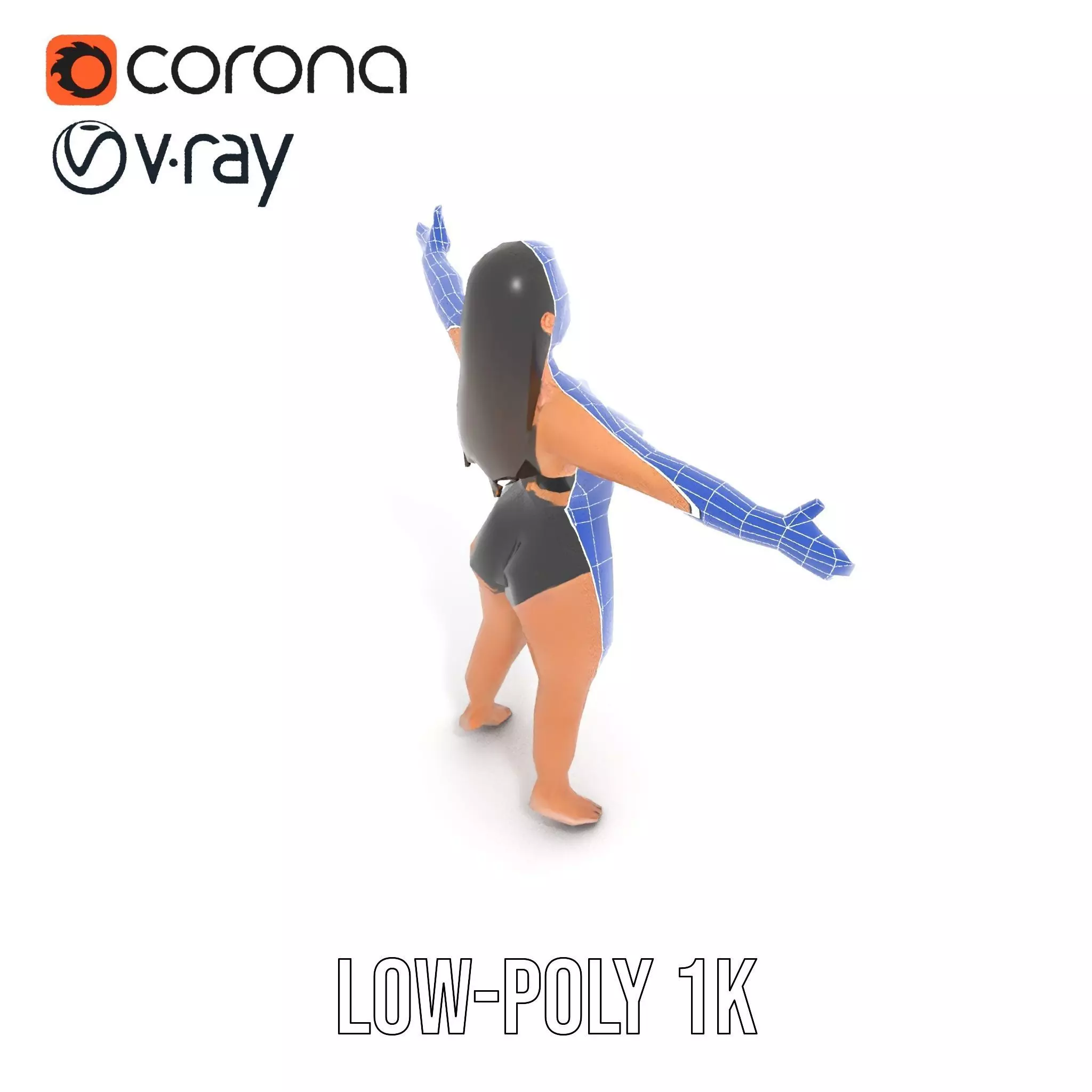 Dynamic Female Character model pack Low-poly 3D model_31