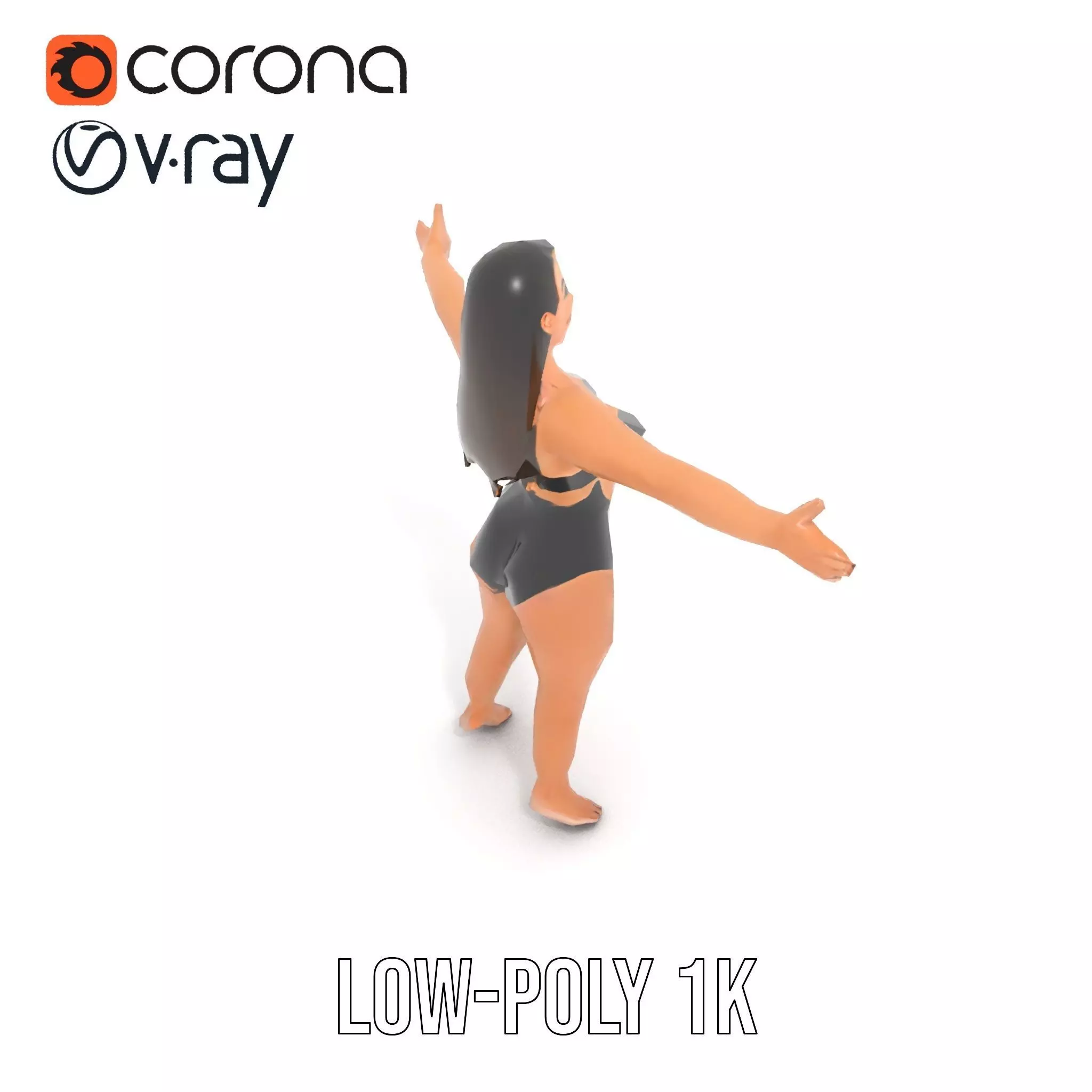 Dynamic Female Character model pack Low-poly 3D model_28