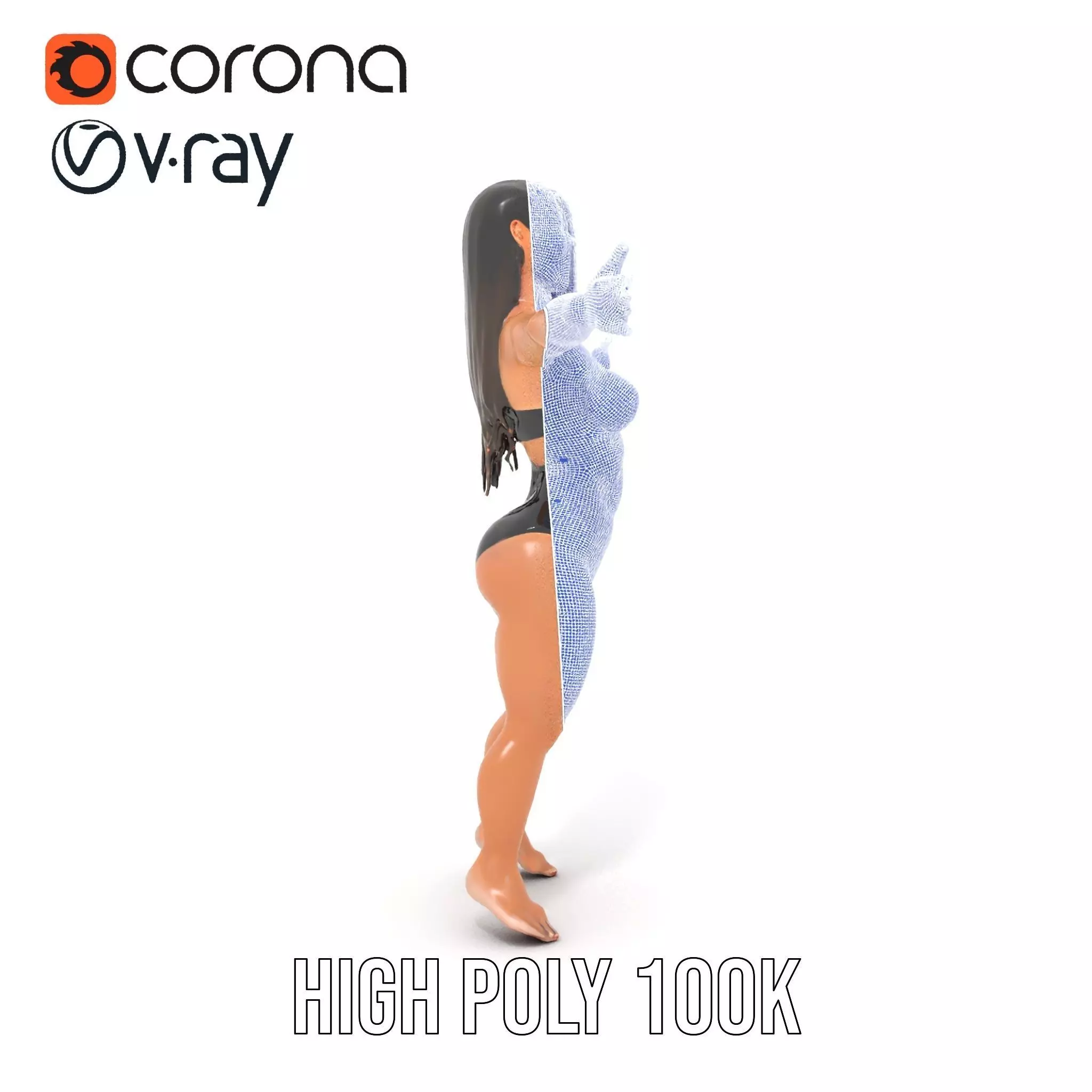 Dynamic Female Character model pack Low-poly 3D model_33