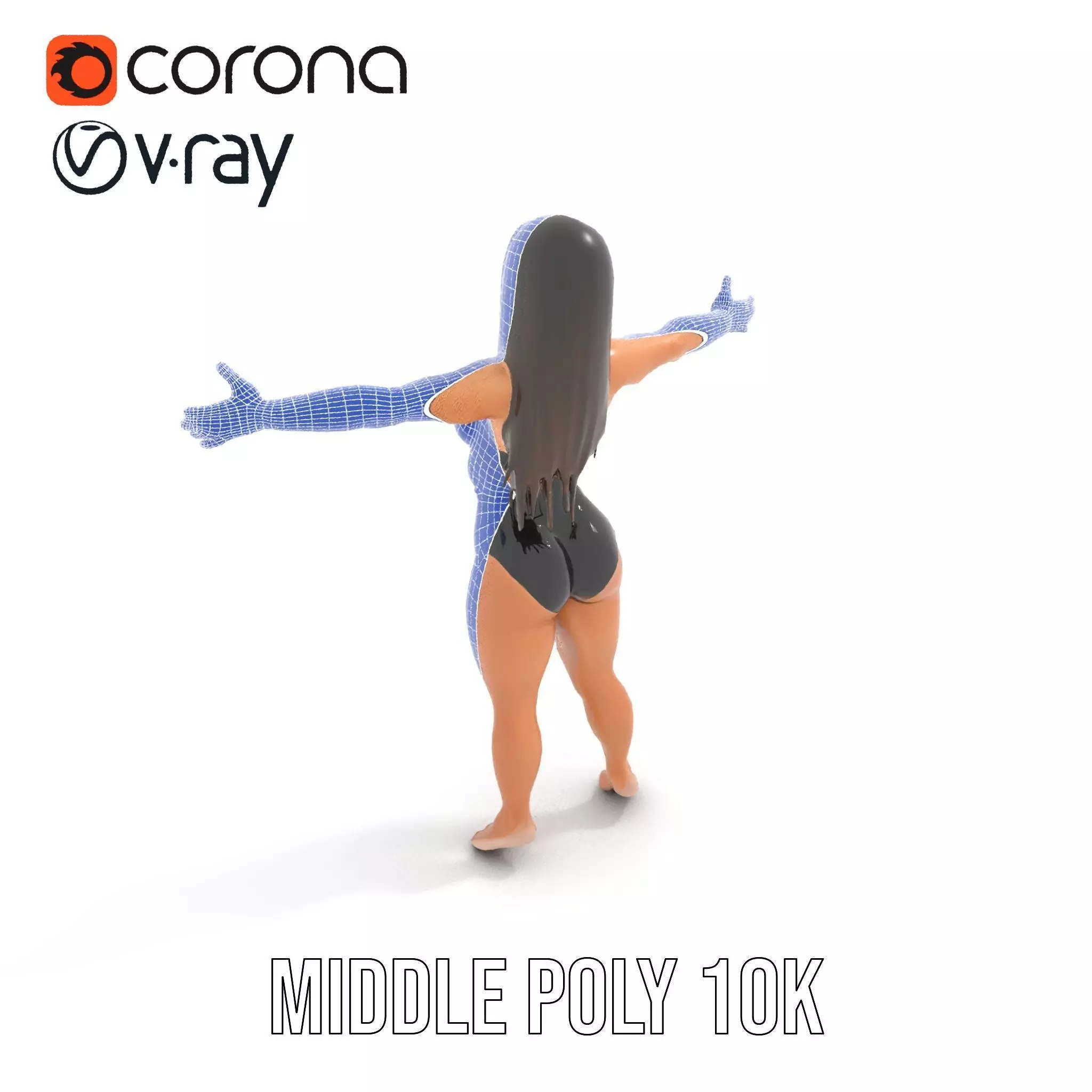 Dynamic Female Character model pack Low-poly 3D model_11