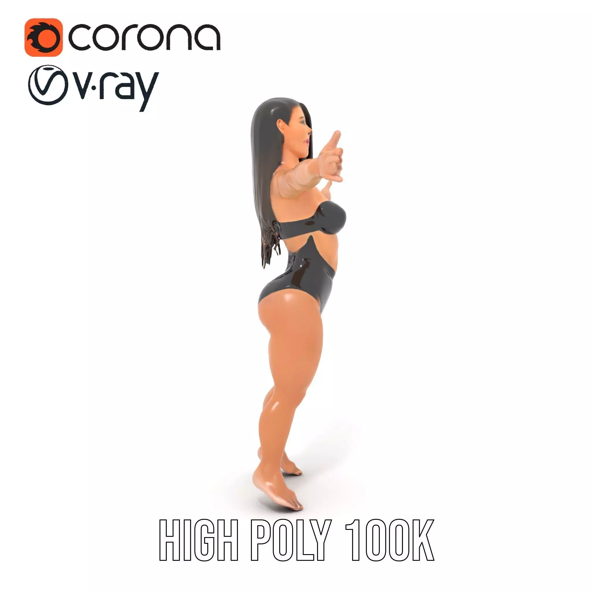 Dynamic Female Character model pack Low-poly 3D model_35