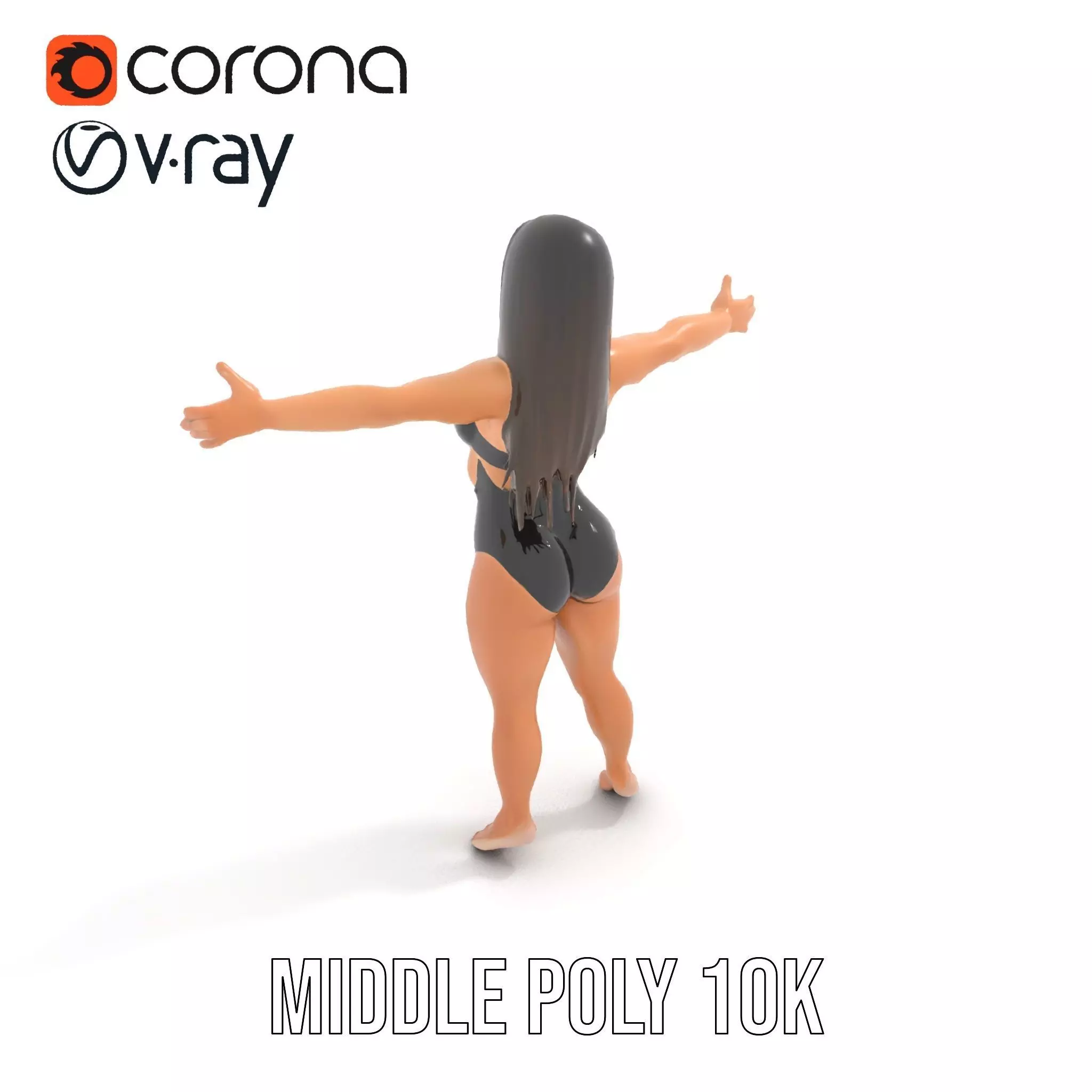 Dynamic Female Character model pack Low-poly 3D model_14