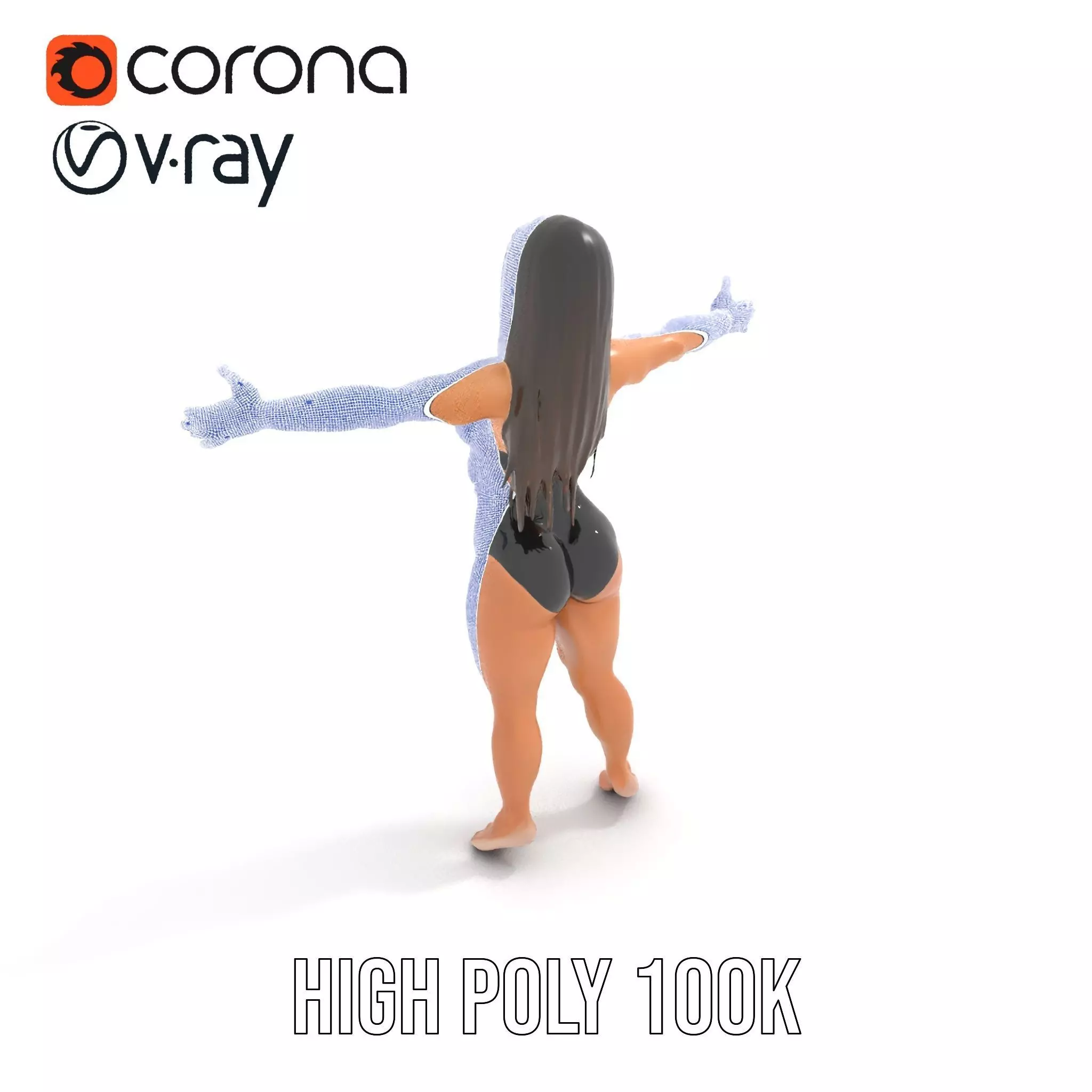 Dynamic Female Character model pack Low-poly 3D model_34