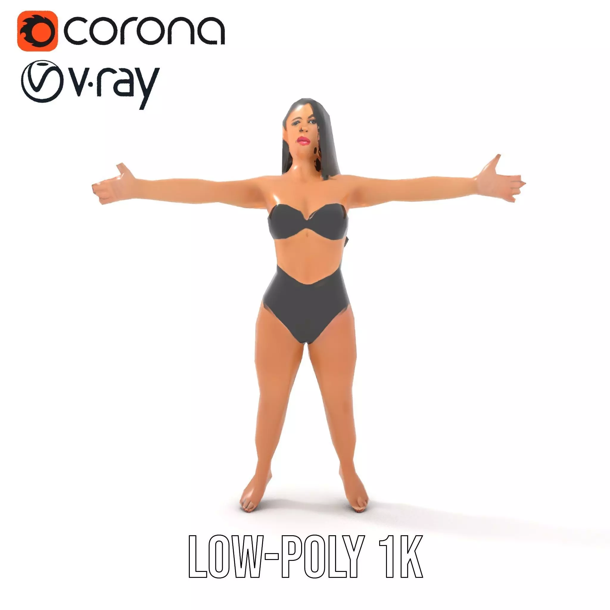 Dynamic Female Character model pack Low-poly 3D model_15