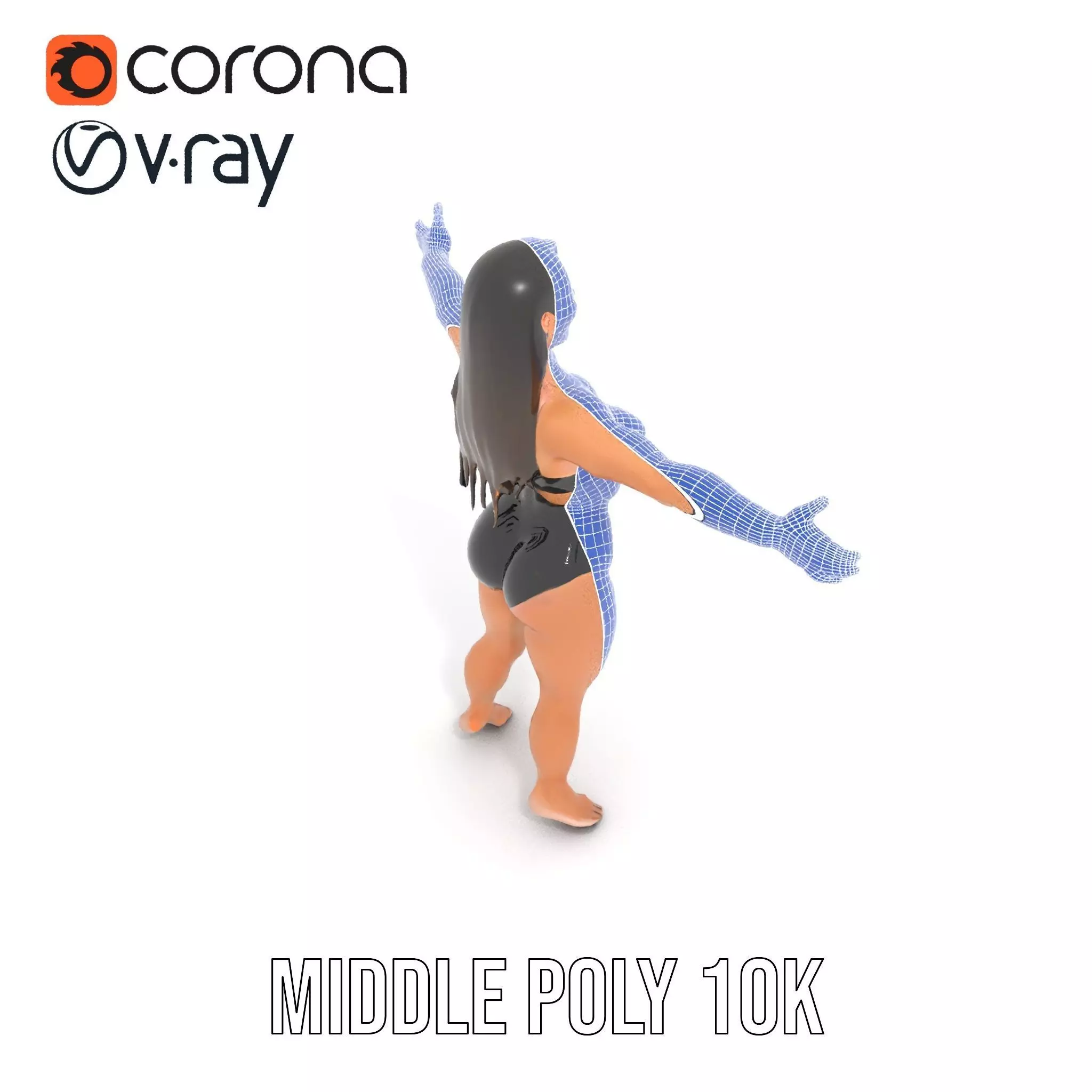 Dynamic Female Character model pack Low-poly 3D model_19