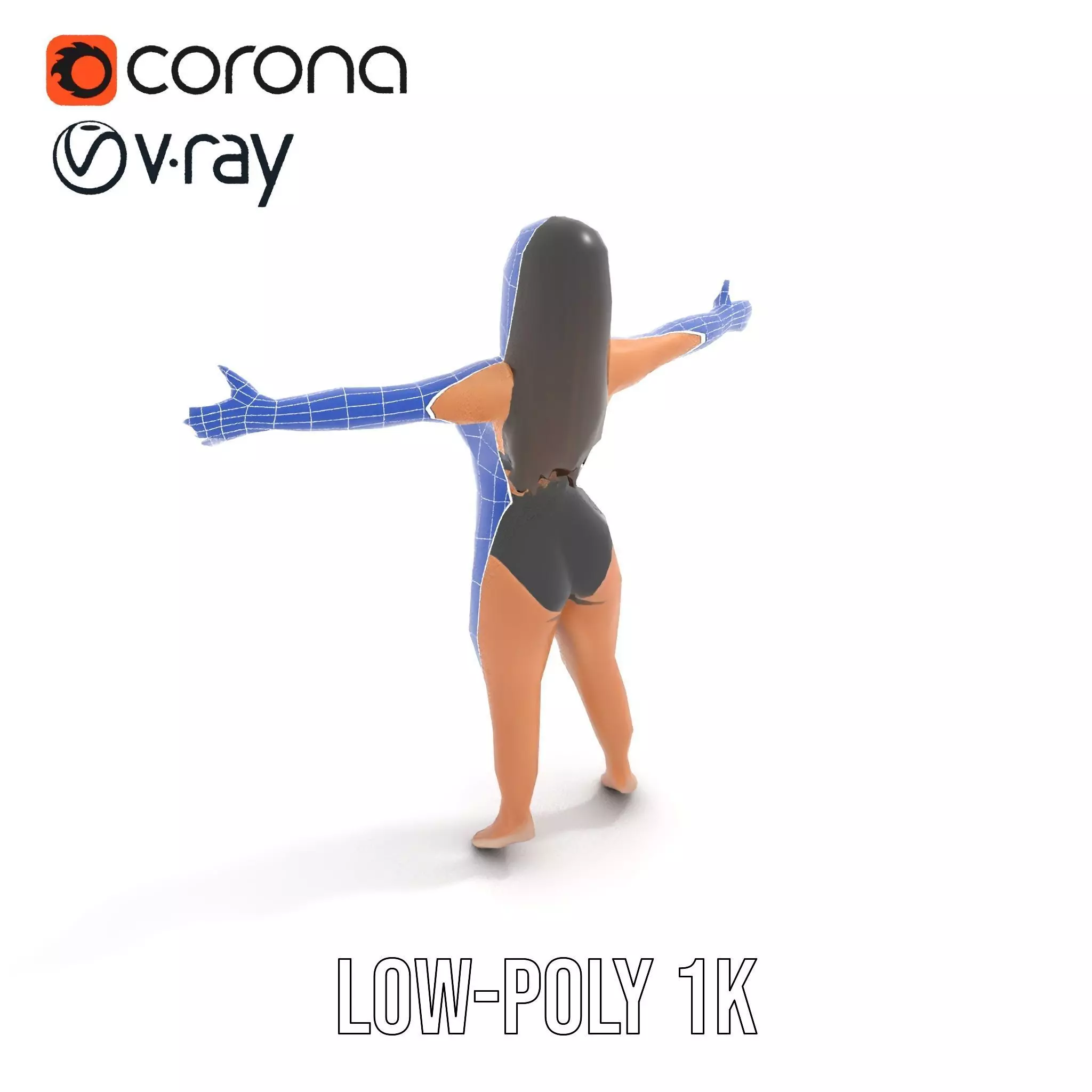 Dynamic Female Character model pack Low-poly 3D model_10