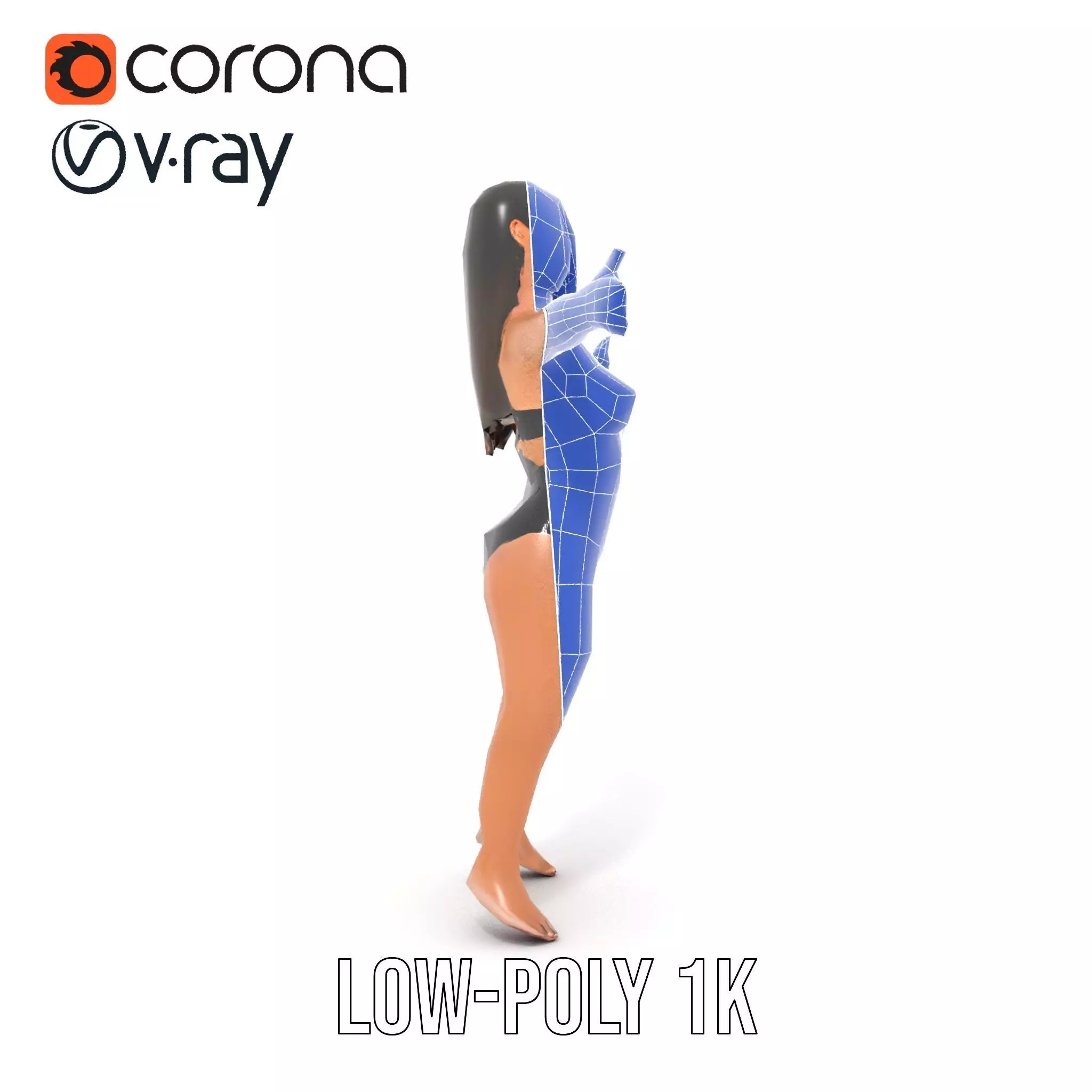 Dynamic Female Character model pack Low-poly 3D model_25