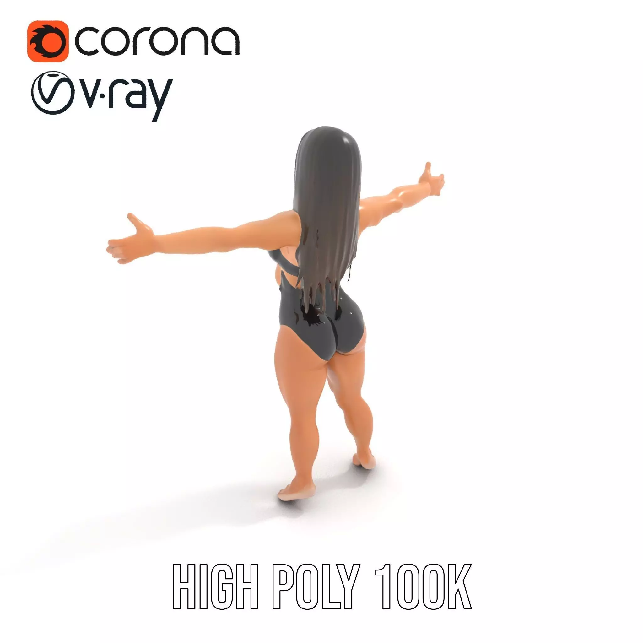 Dynamic Female Character model pack Low-poly 3D model_29