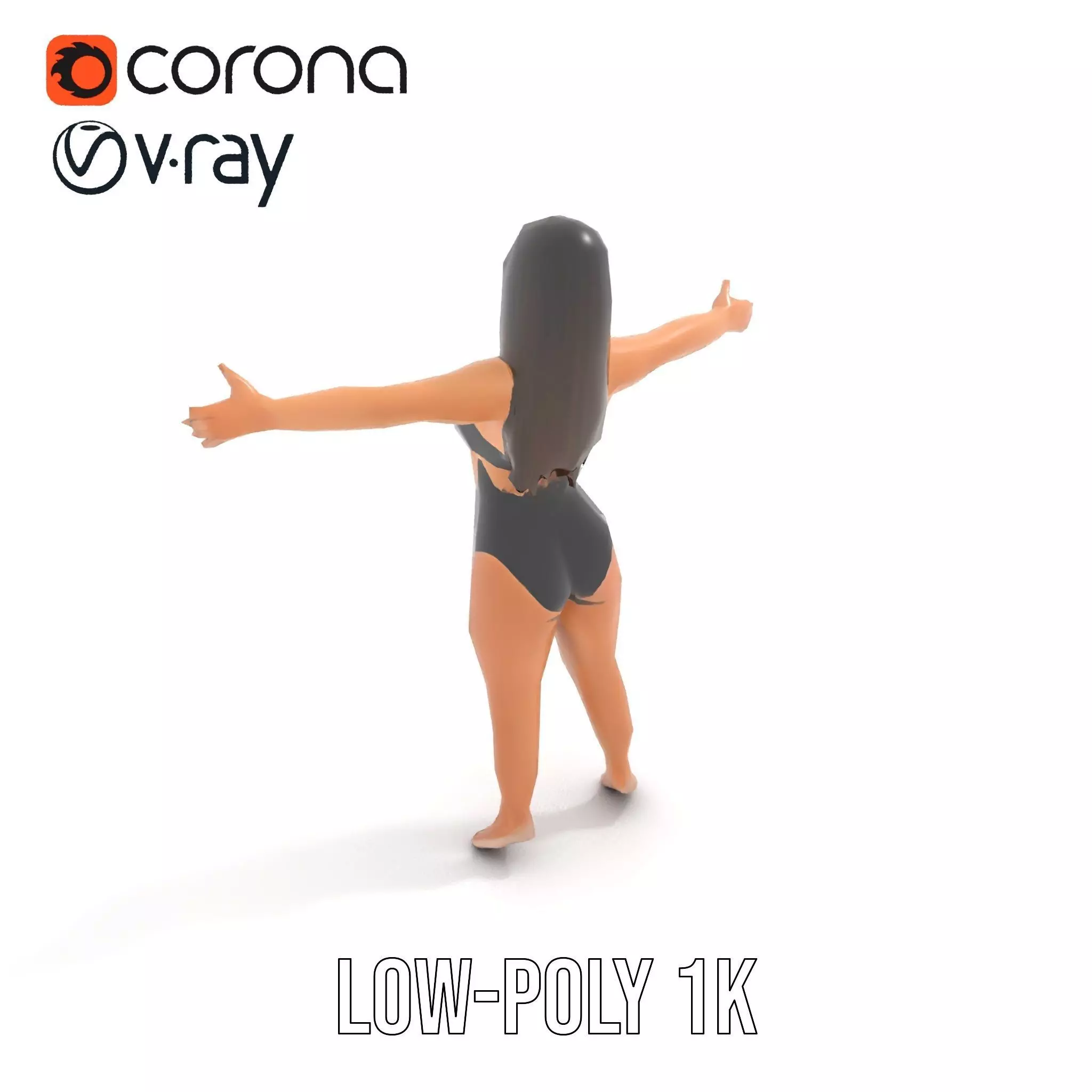 Dynamic Female Character model pack Low-poly 3D model_12