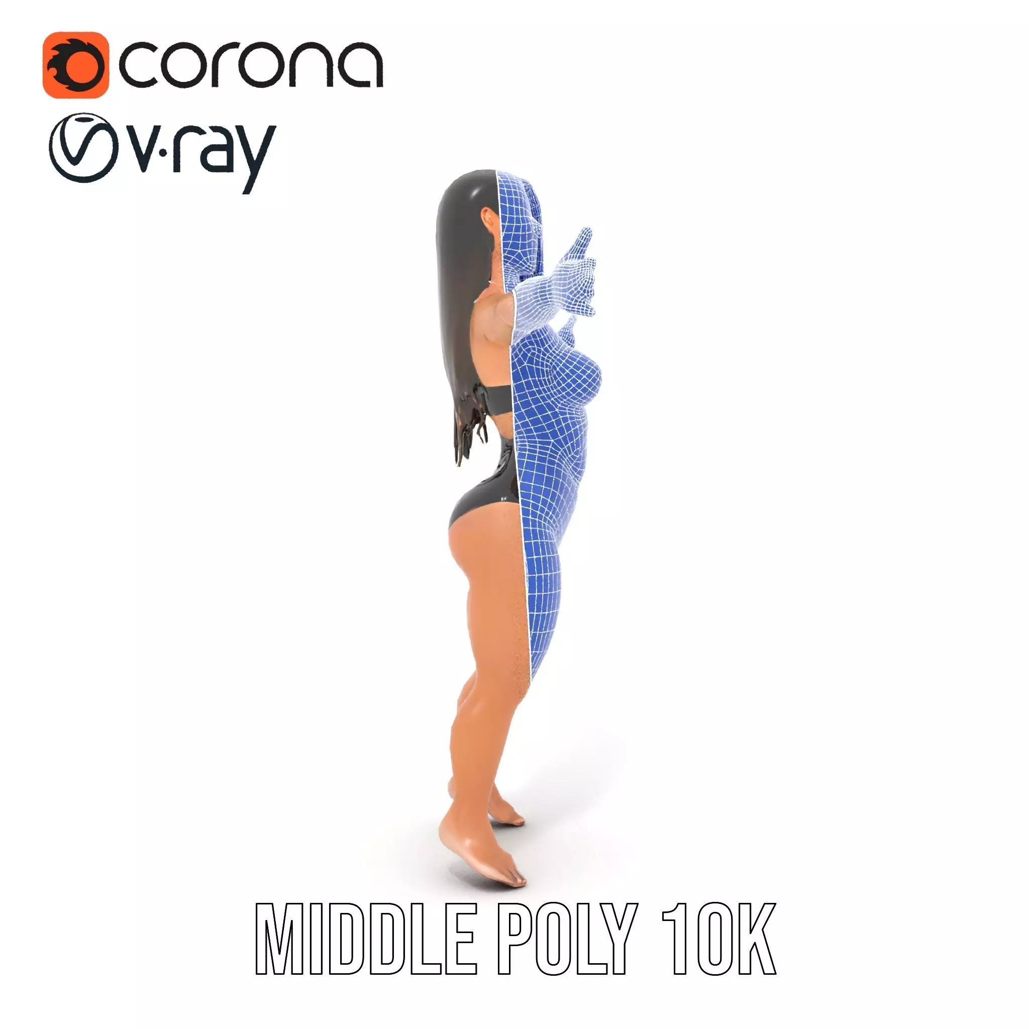 Dynamic Female Character model pack Low-poly 3D model_30