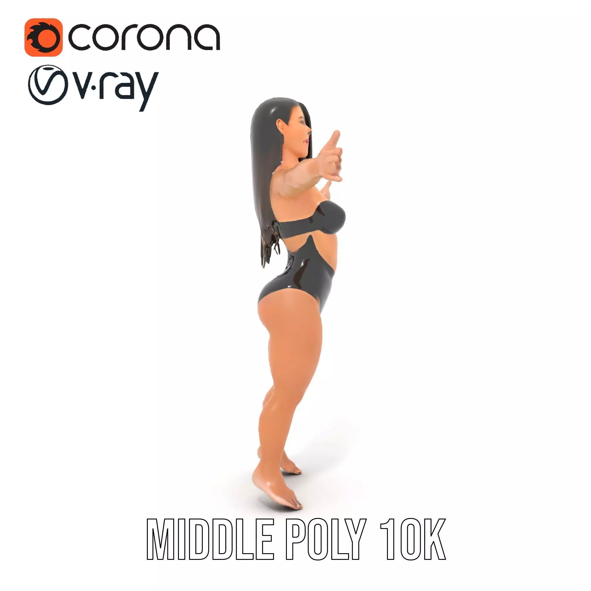 Dynamic Female Character model pack Low-poly 3D model_24