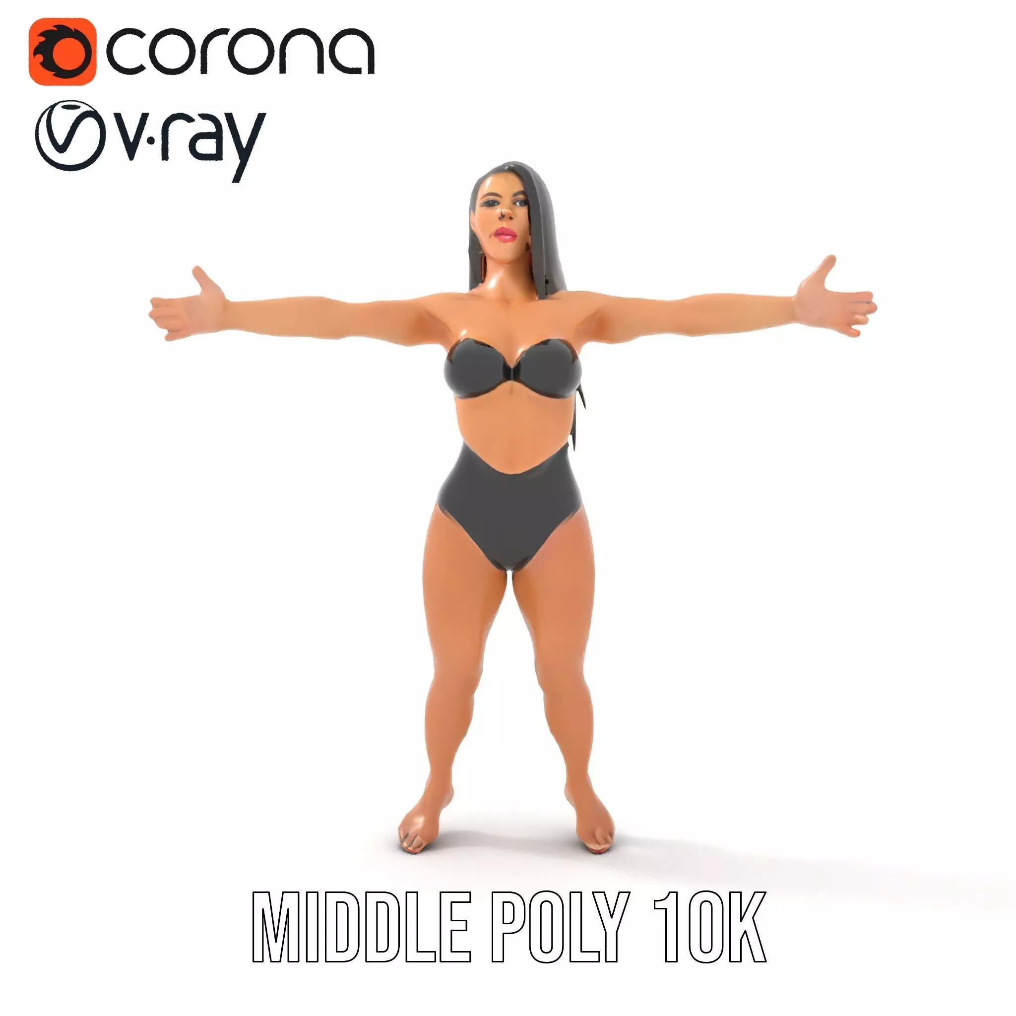 Dynamic Female Character model pack Low-poly 3D model_16