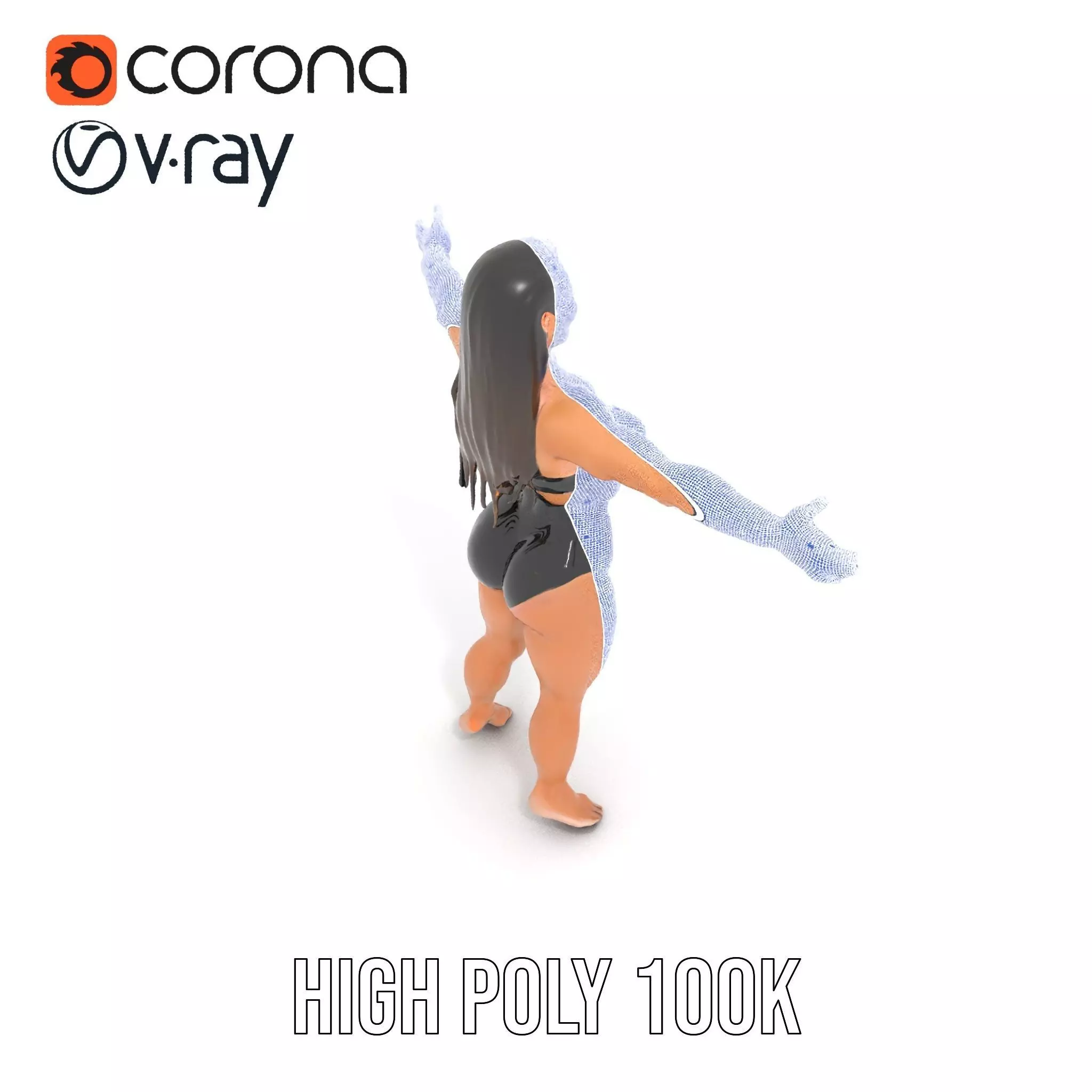 Dynamic Female Character model pack Low-poly 3D model_26