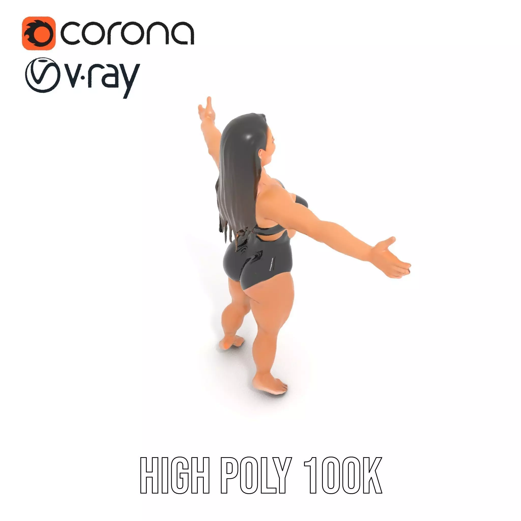 Dynamic Female Character model pack Low-poly 3D model_23