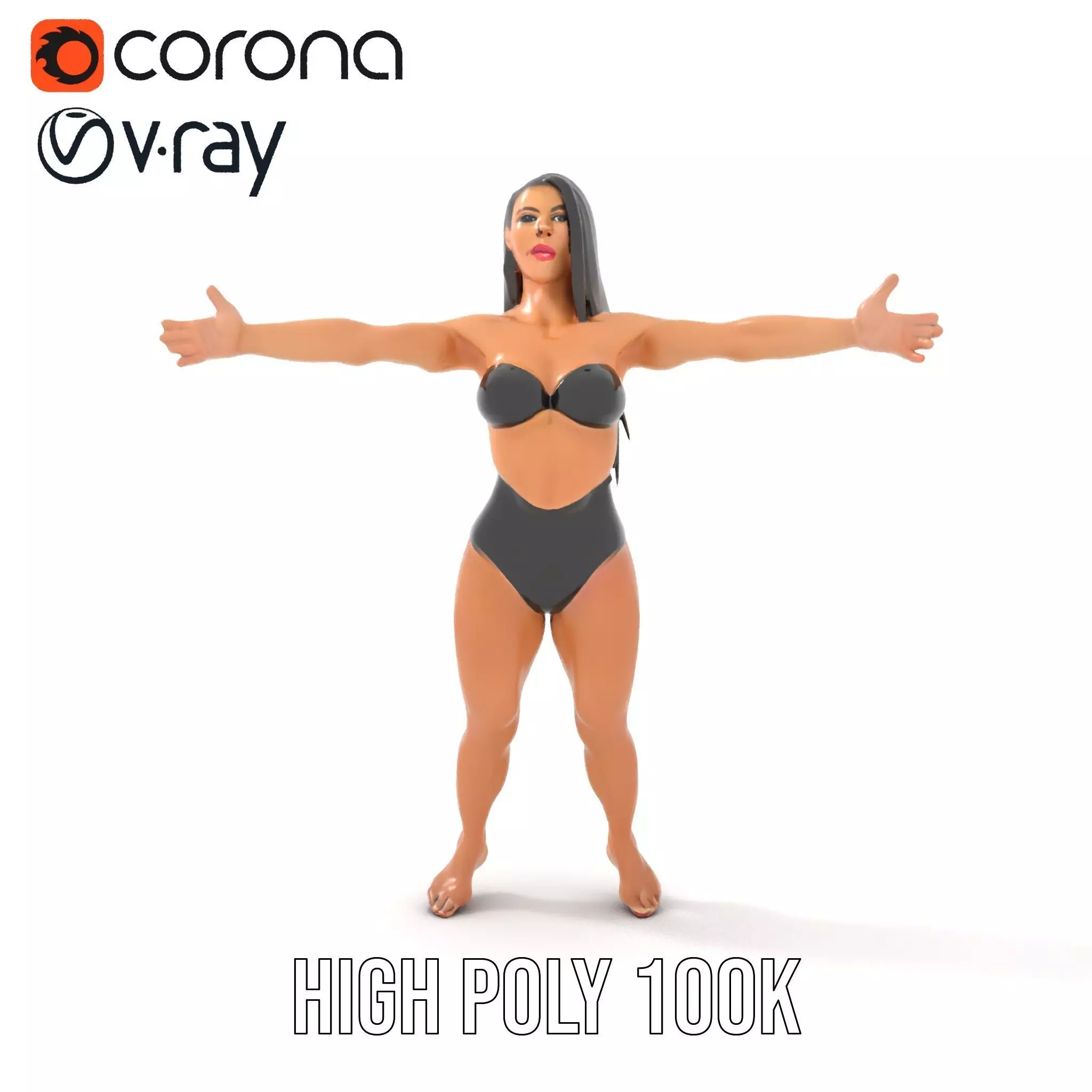 Dynamic Female Character model pack Low-poly 3D model_32