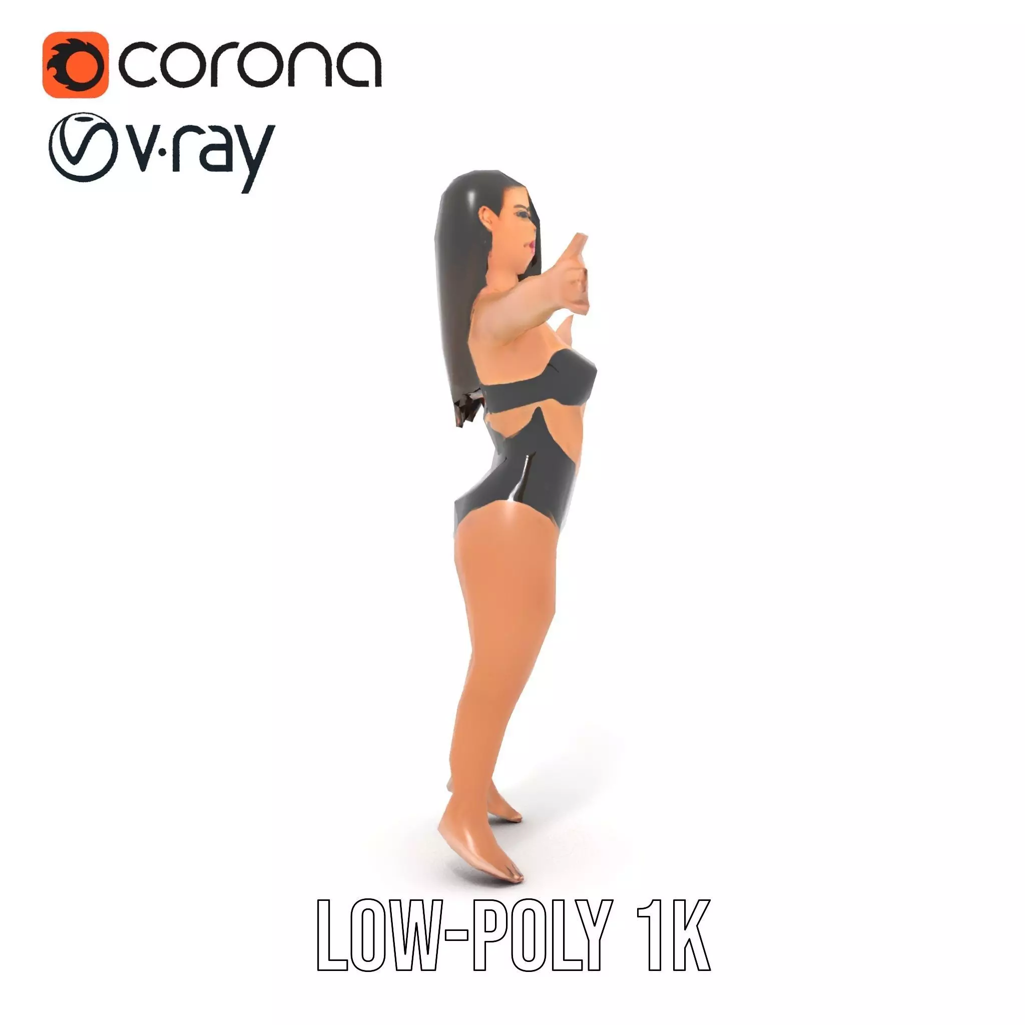 Dynamic Female Character model pack Low-poly 3D model_20