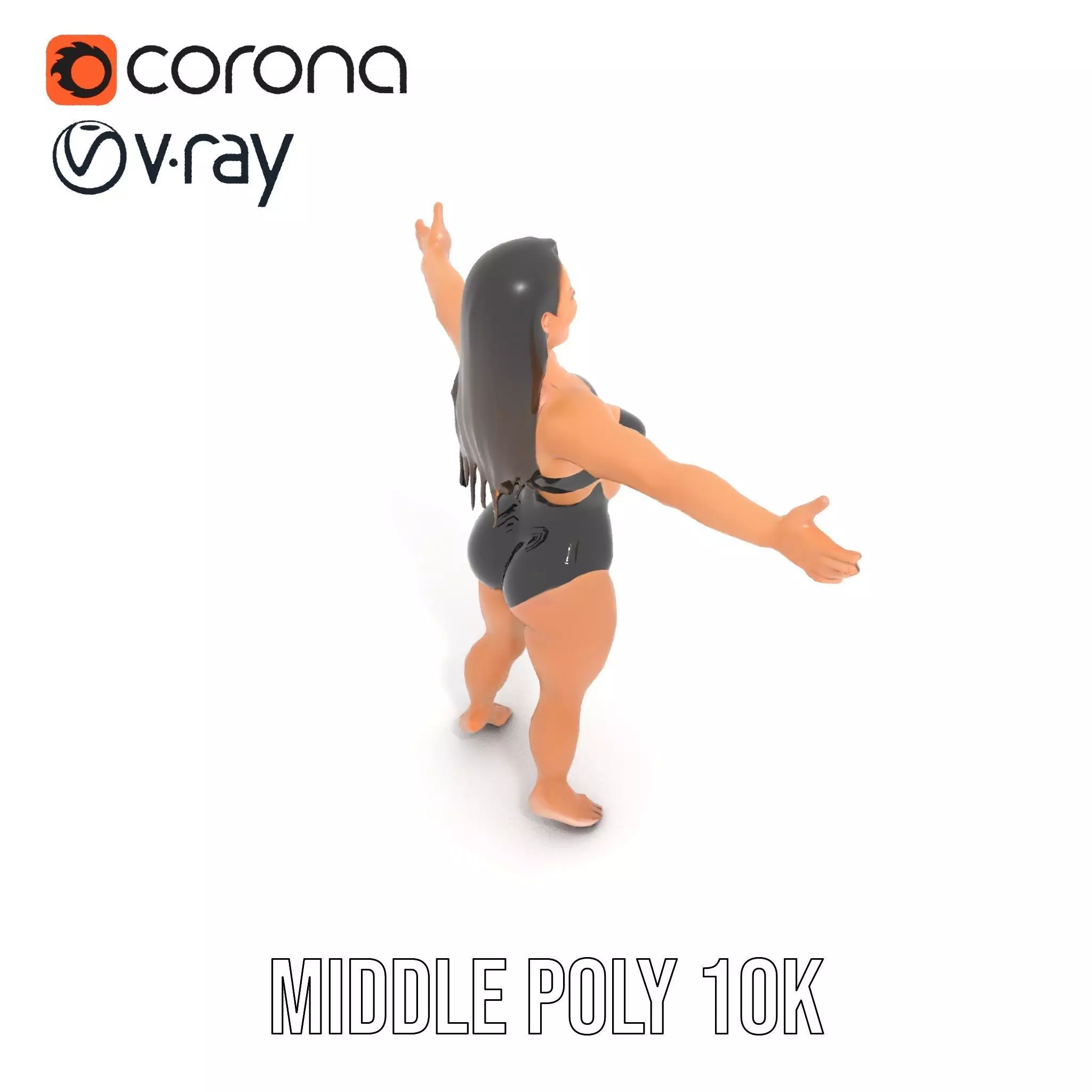 Dynamic Female Character model pack Low-poly 3D model_21