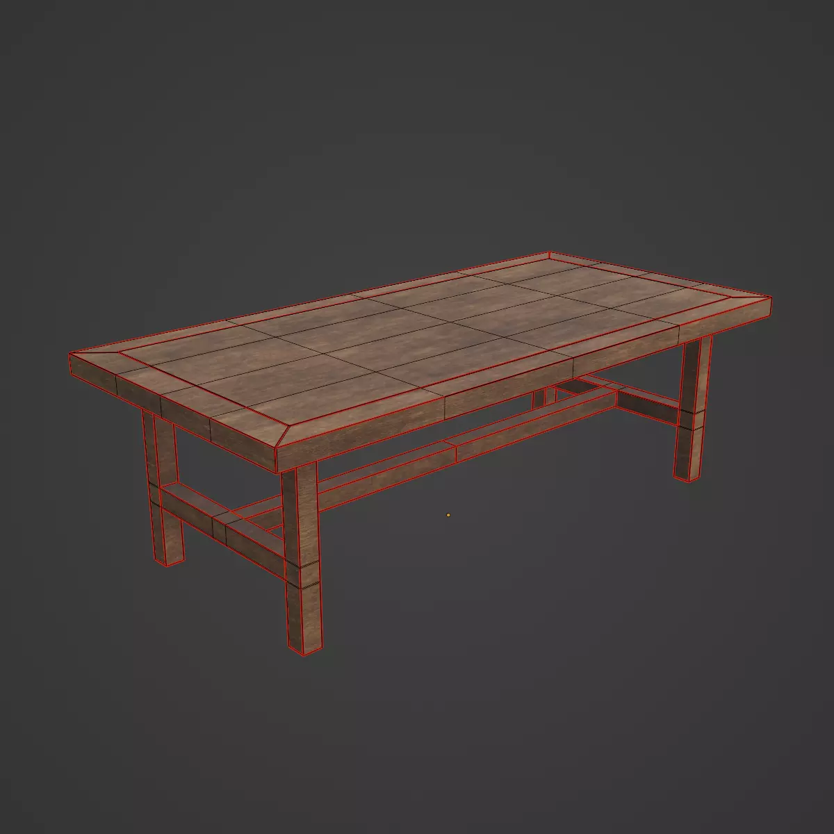 Long Wood Table 05 Low-poly 3D model_7