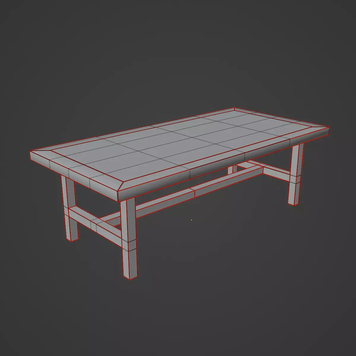 Long Wood Table 05 Low-poly 3D model_8