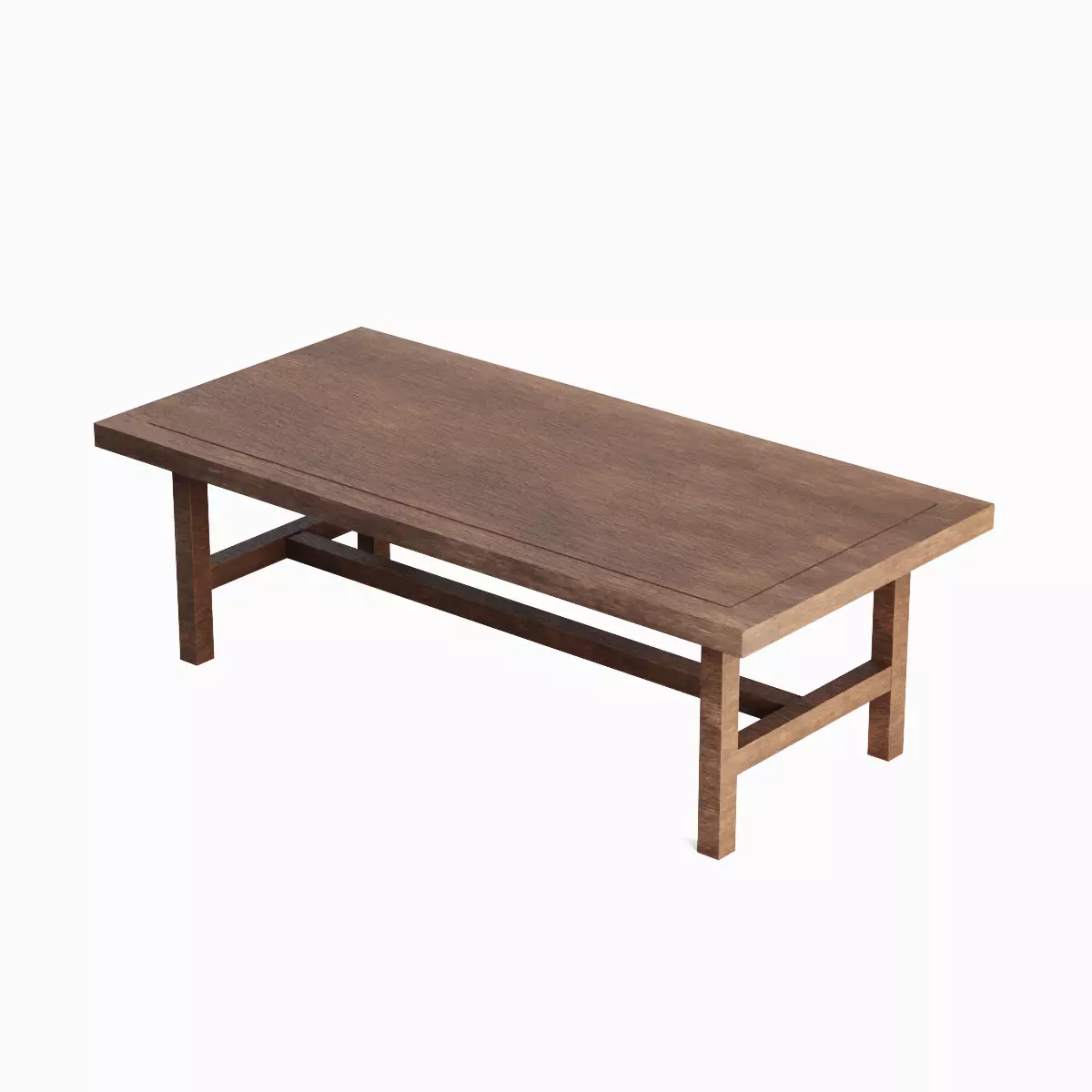 Long Wood Table 05 Low-poly 3D model_4