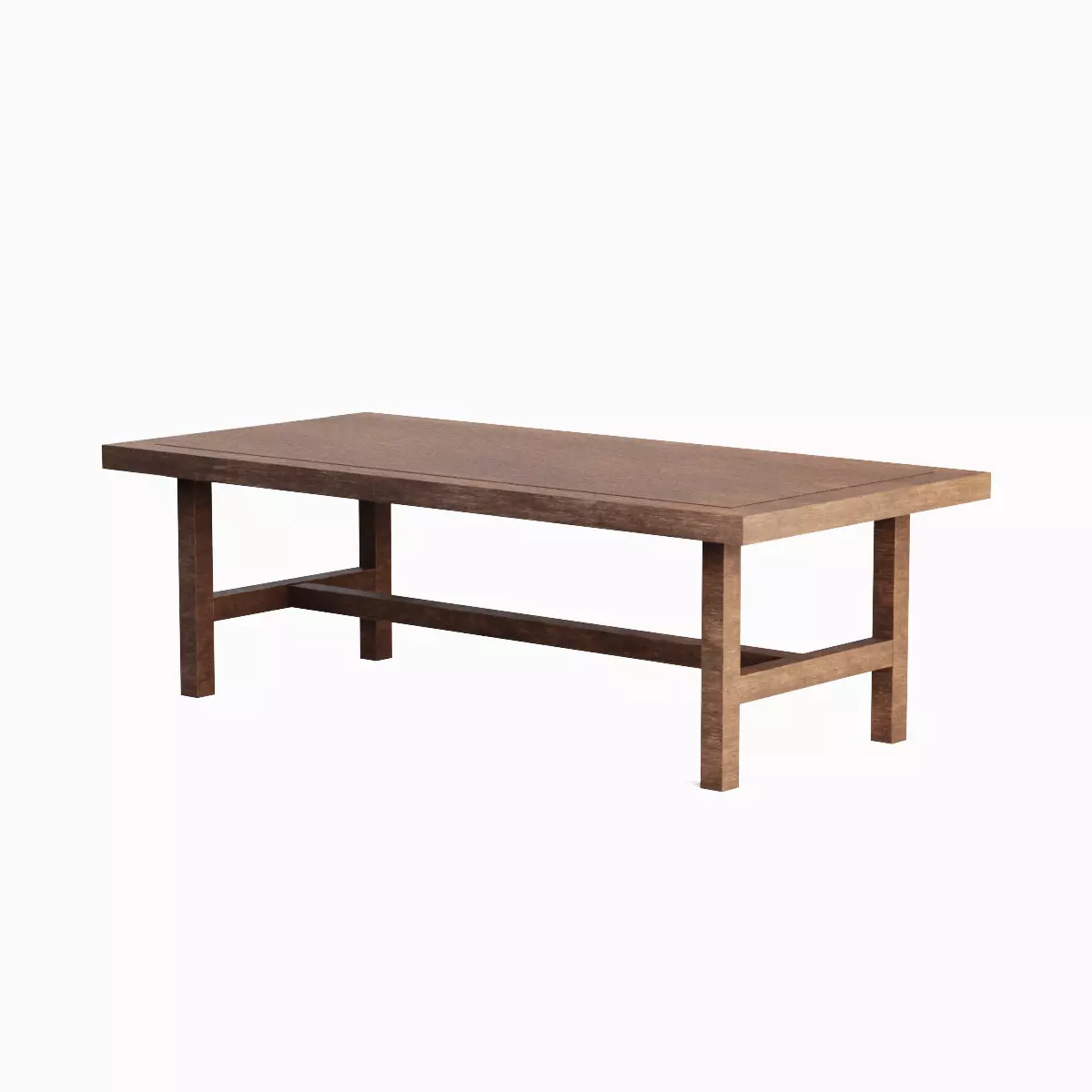 Long Wood Table 05 Low-poly 3D model_1