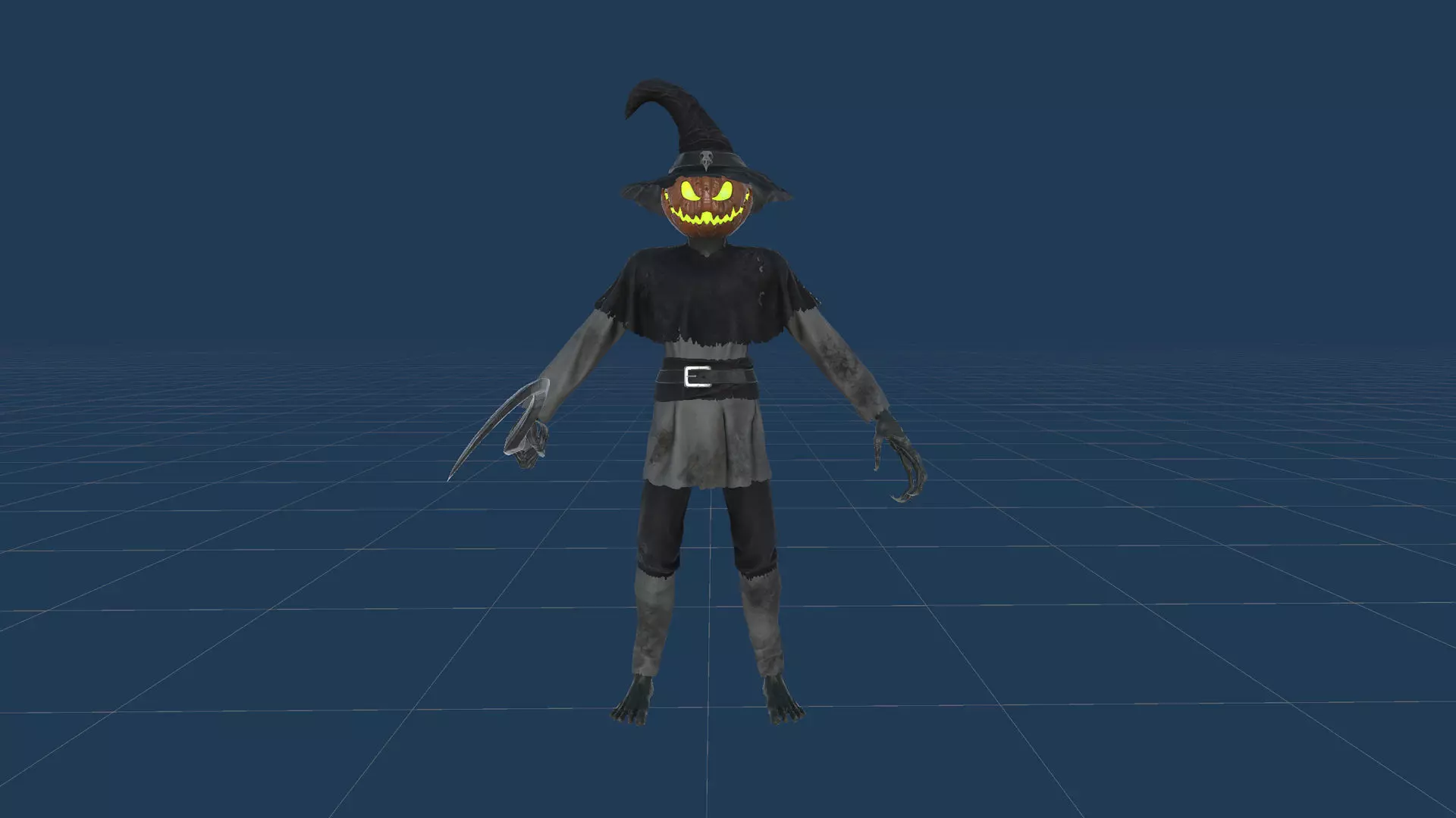 Pumpkinhead Scarecrow Low-poly 3D model_32