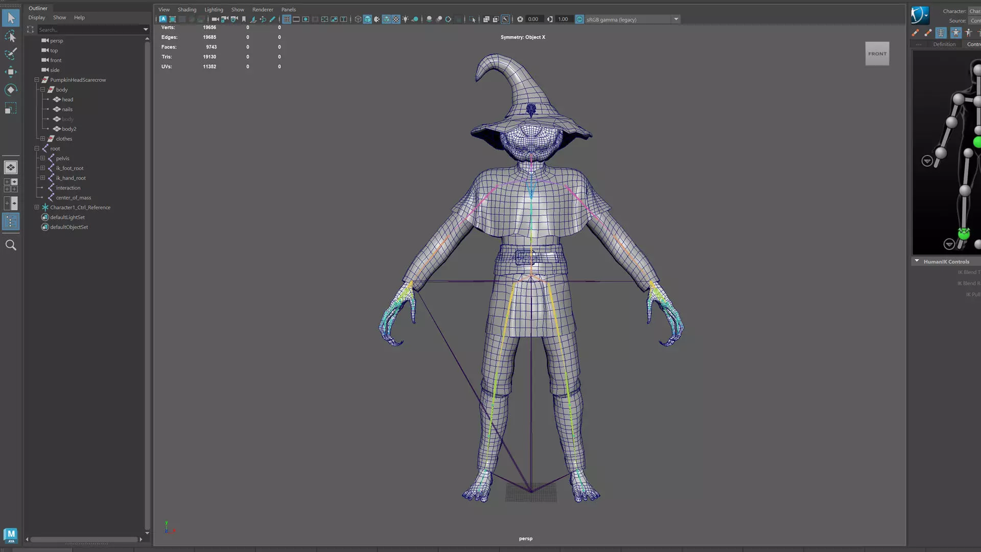Pumpkinhead Scarecrow Low-poly 3D model_33
