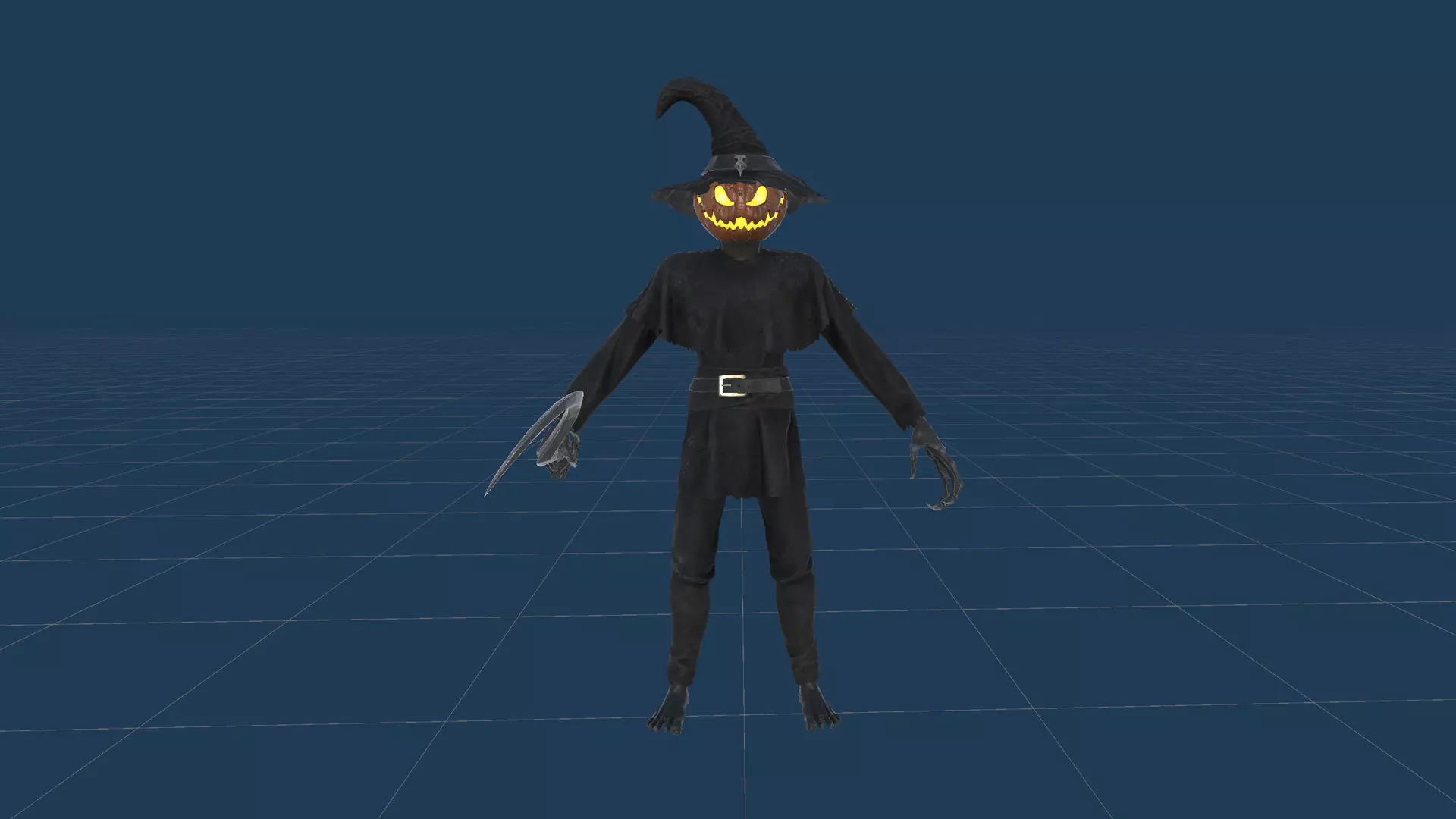 Pumpkinhead Scarecrow Low-poly 3D model_30