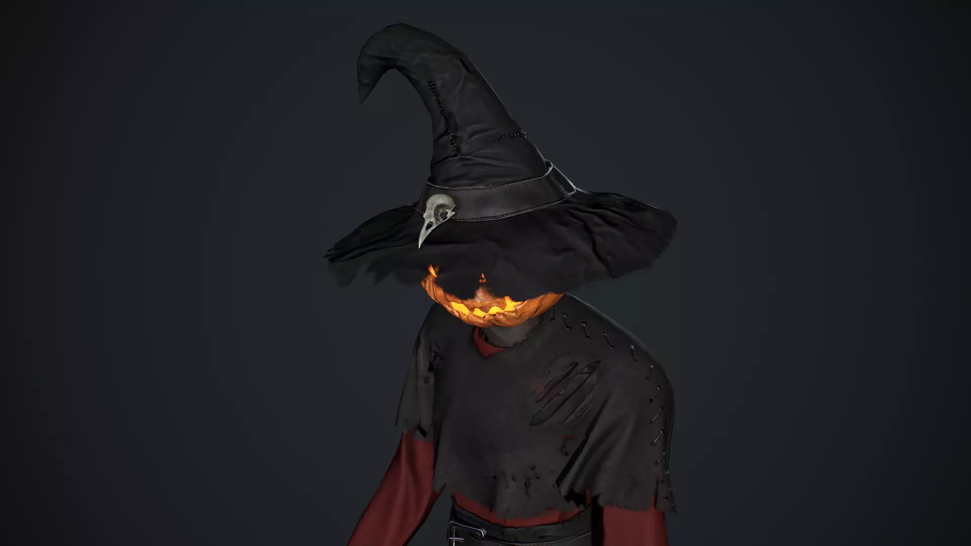 Pumpkinhead Scarecrow Low-poly 3D model_11