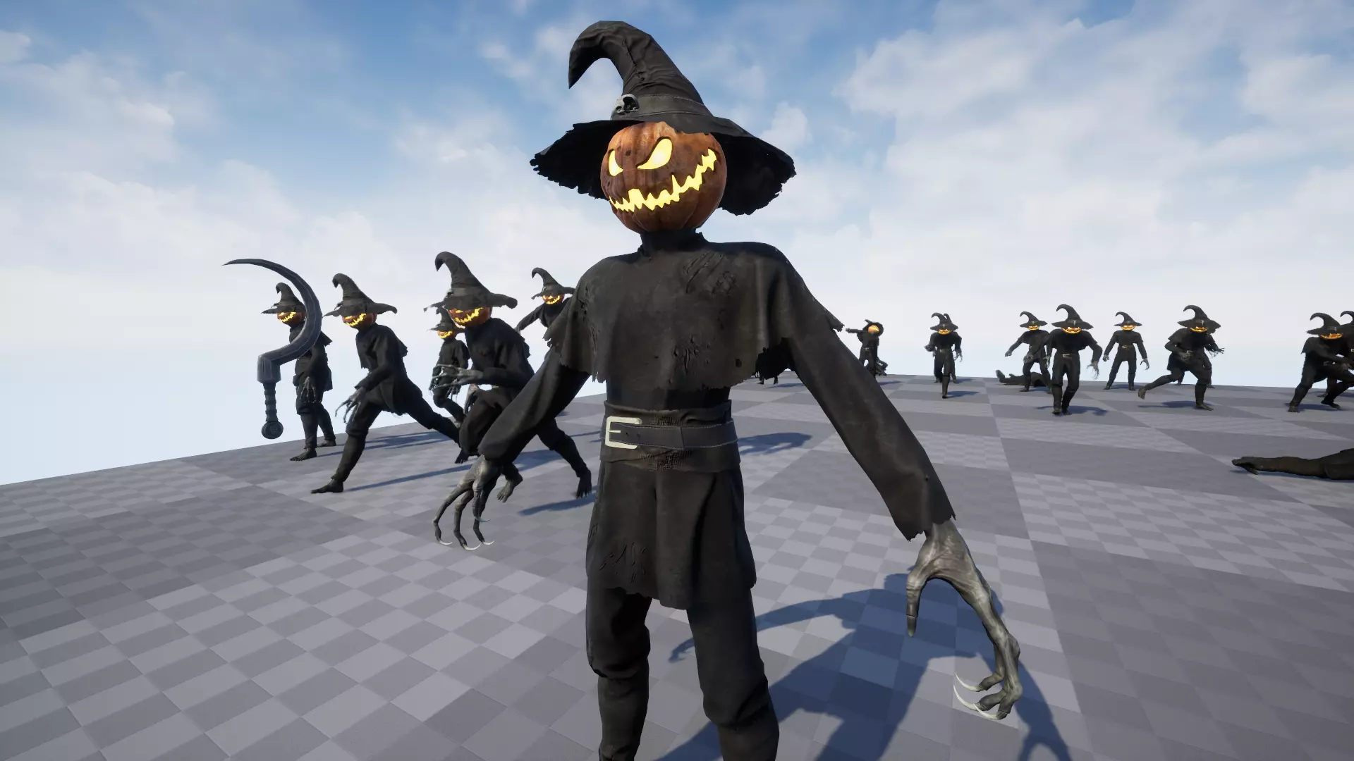 Pumpkinhead Scarecrow Low-poly 3D model_19