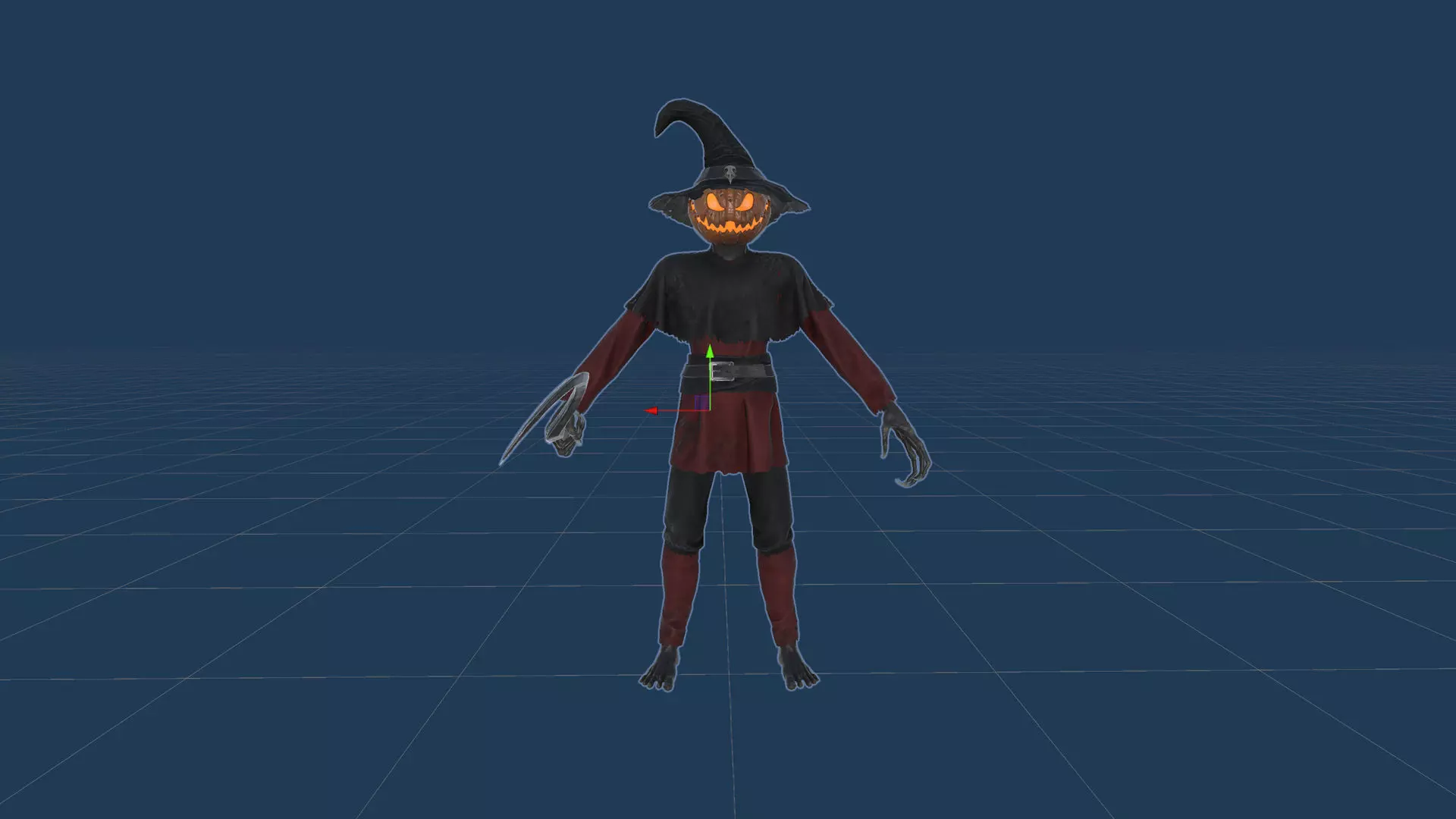 Pumpkinhead Scarecrow Low-poly 3D model_31