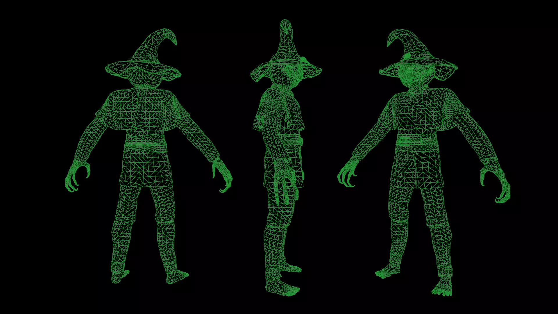 Pumpkinhead Scarecrow Low-poly 3D model_7