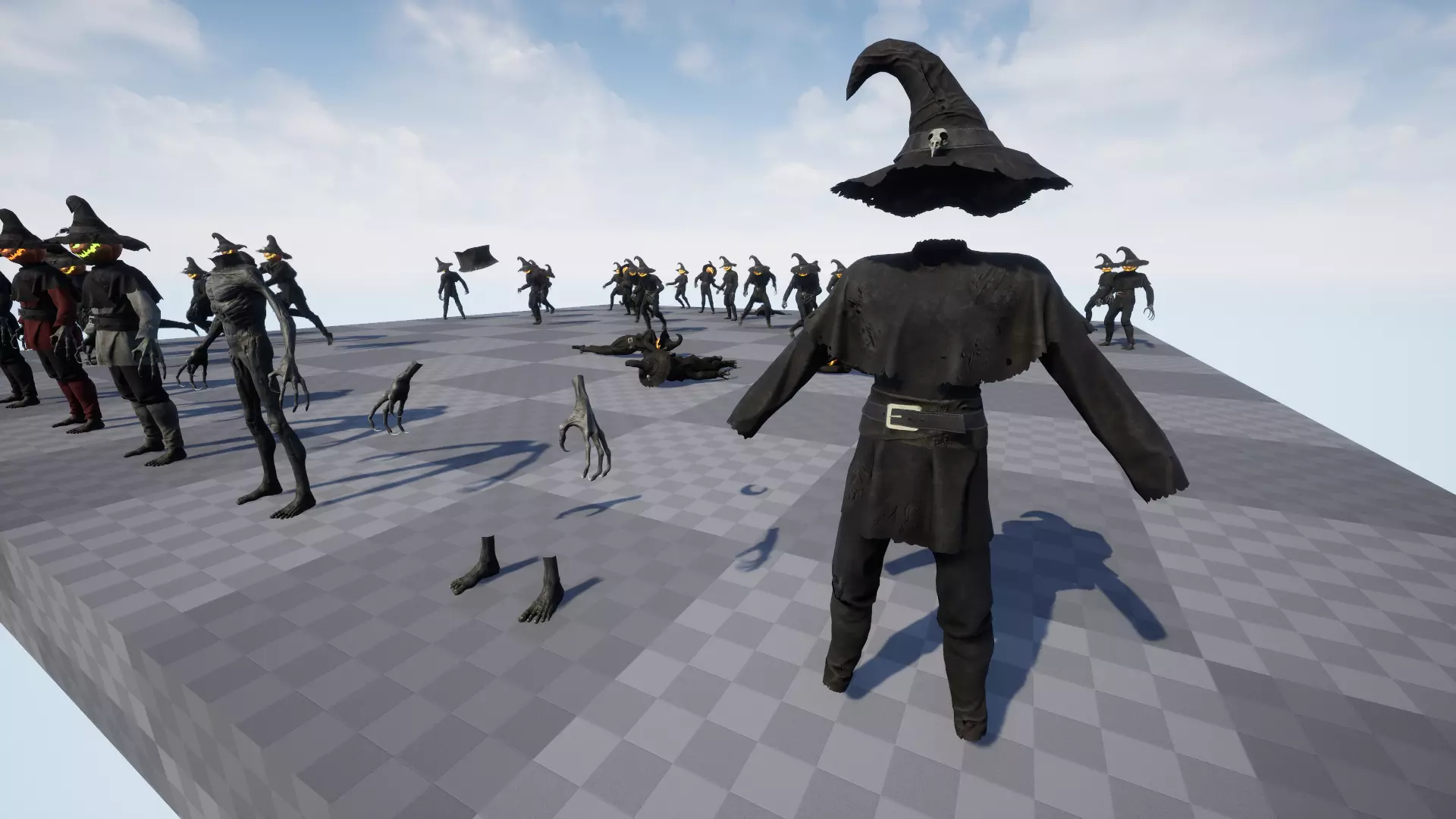 Pumpkinhead Scarecrow Low-poly 3D model_26